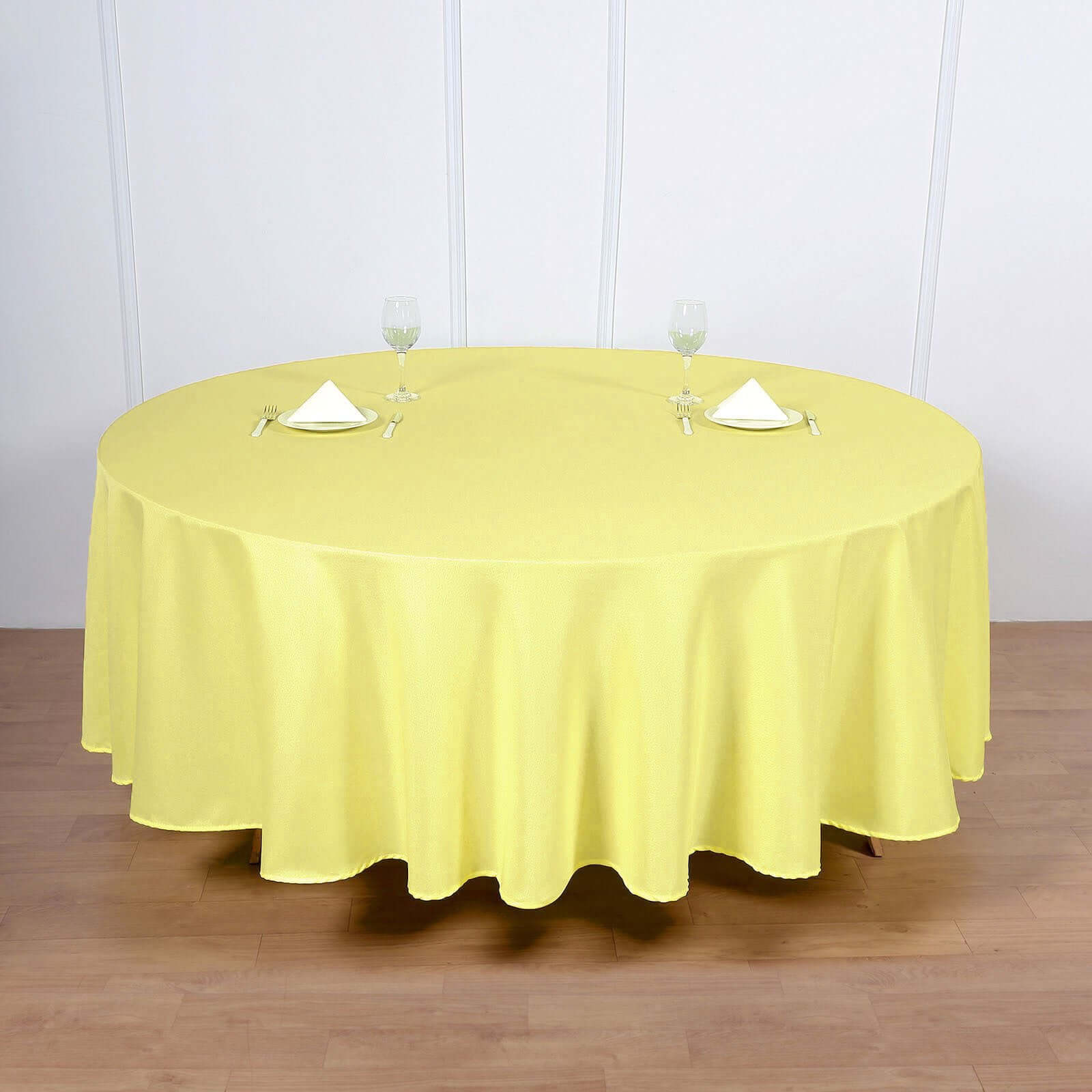 Wrinkle-Resistant Yellow Polyester 108-Inch Round Tablecloth