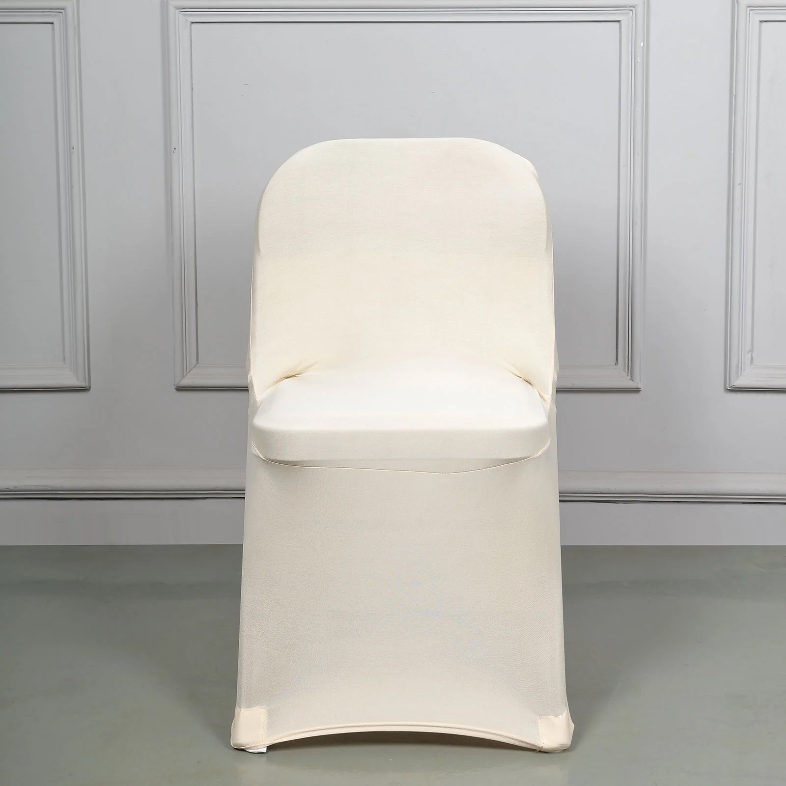 10-Pack Durable Beige Spandex Stretch Chair Covers for Folding Chairs - Great Deal!