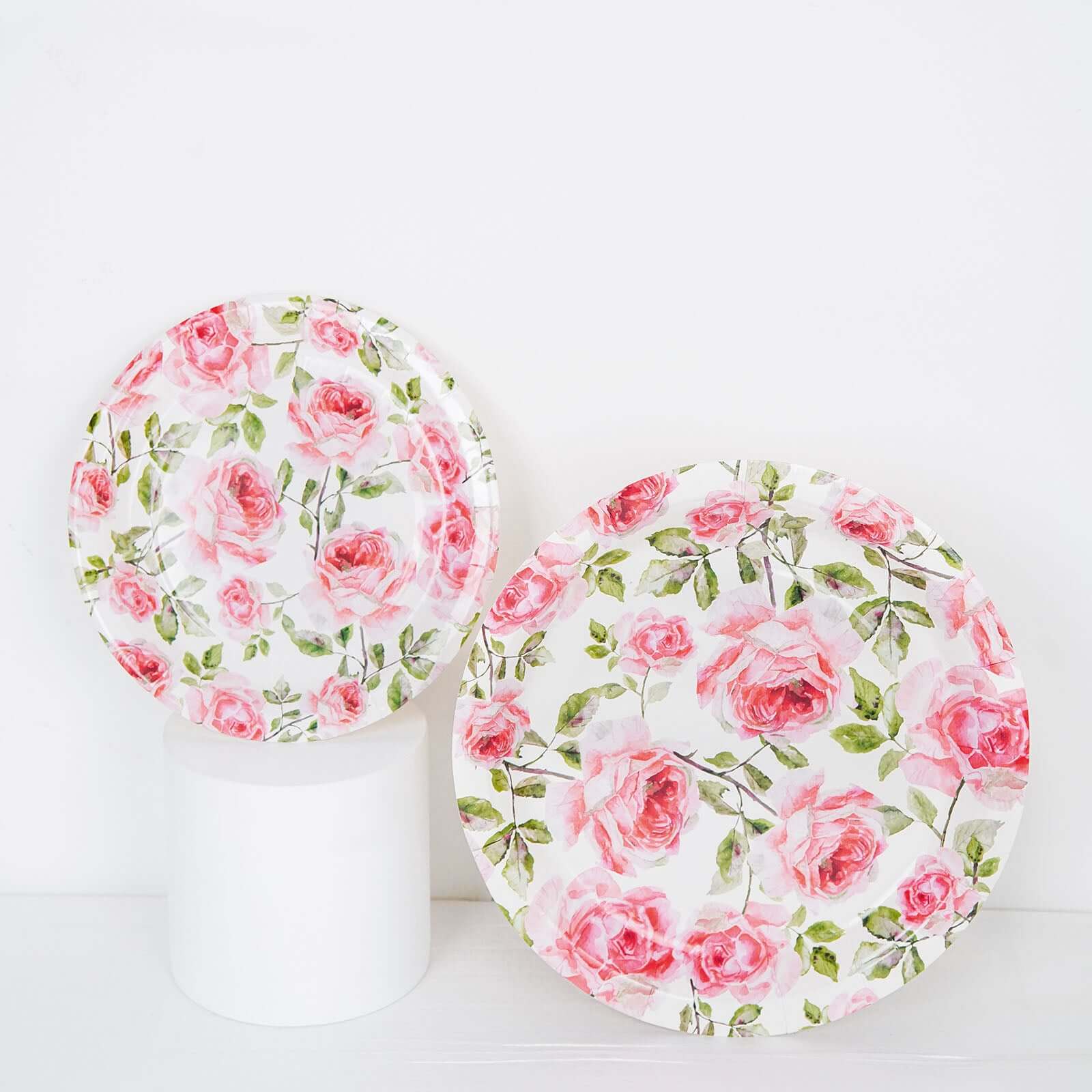 Get 25 Pack of Premium Dinner Paper Plates with Rose Flower Bouquet Design - 9