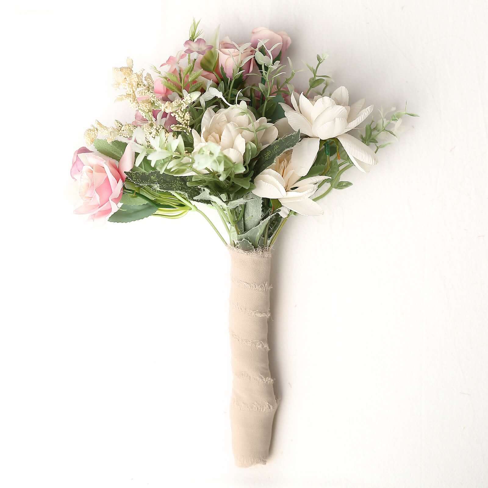Special Offer! 2-Pack Nude Silk-Like Chiffon Ribbon Rolls for DIY Wedding Bouquets and Crafts, 6 Yards Each