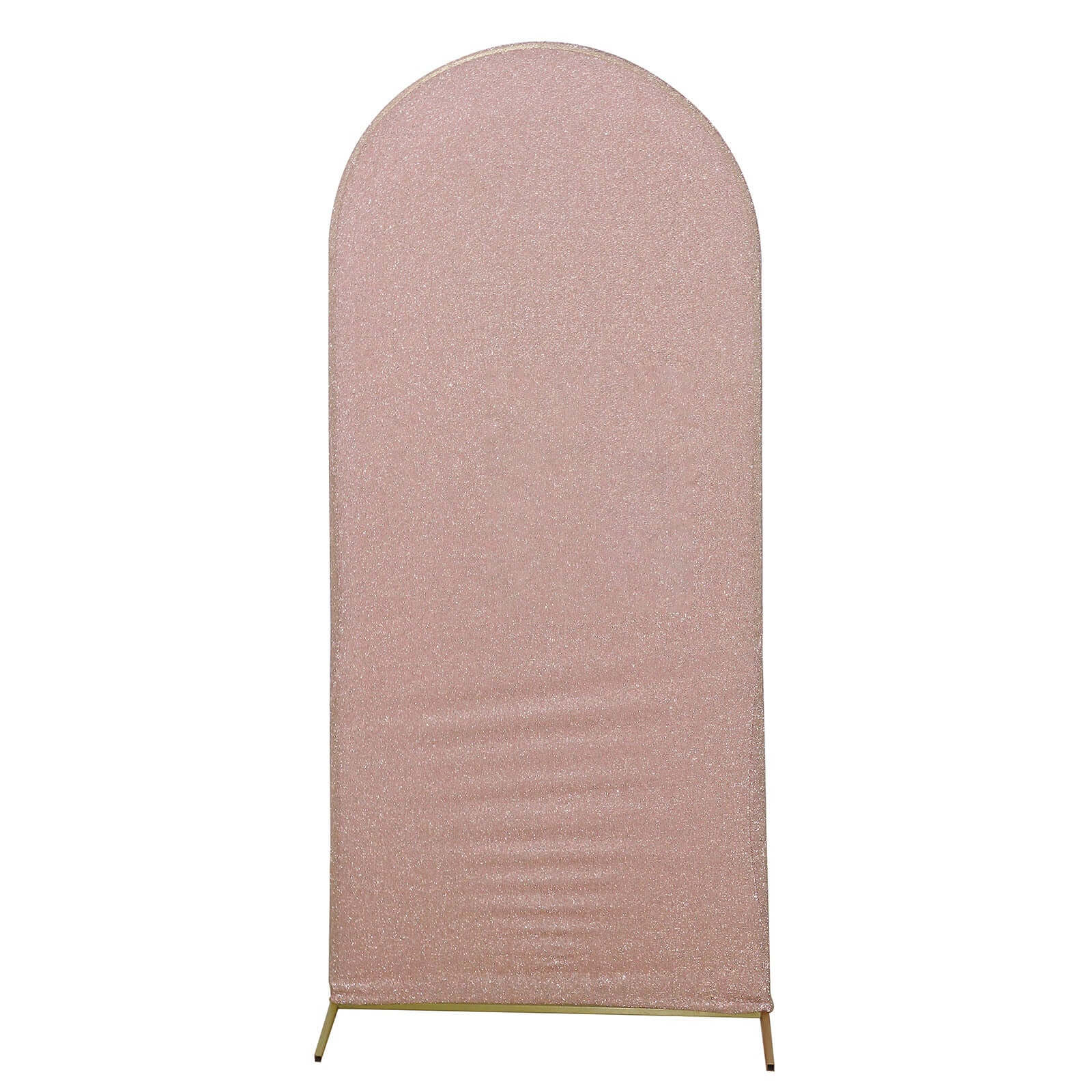 6ft Rose Gold Shimmer Tinsel Spandex Cover for Fitted Round Top Wedding Arch Stand