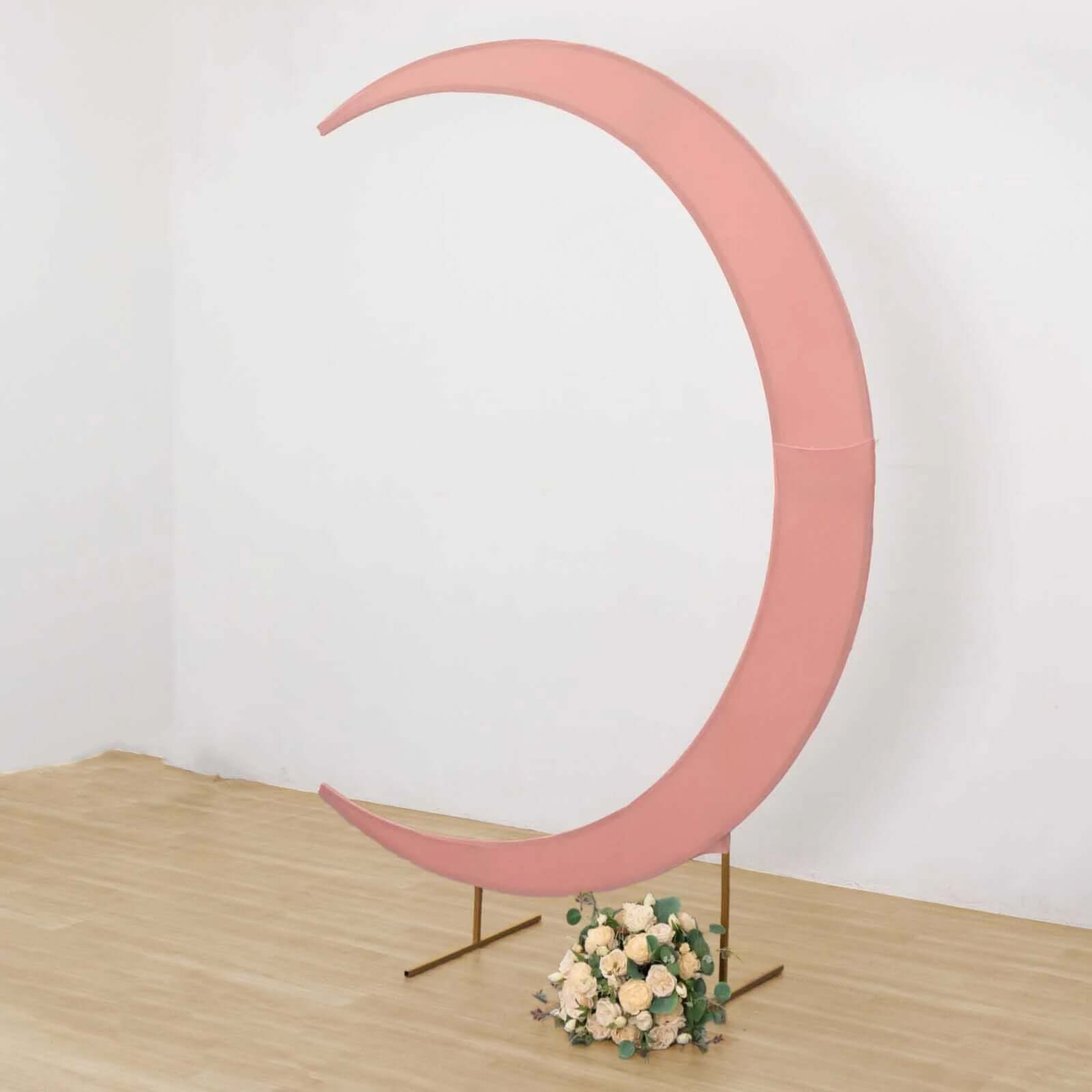 Custom-Fitted 7.5ft Dusty Rose Spandex Crescent Moon Wedding Arch Pullover Cover