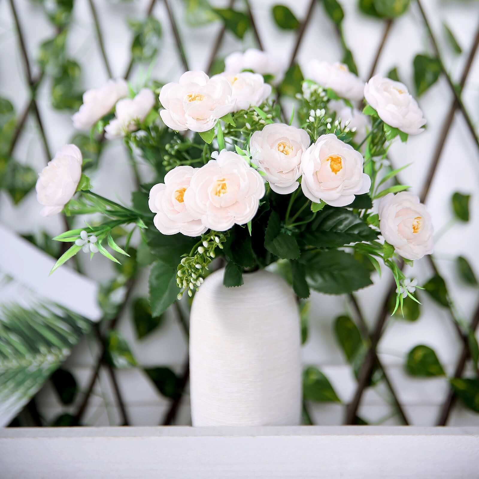 Hot Deal! 4-Bush Blush Artificial Silk Peony Flower Bouquet