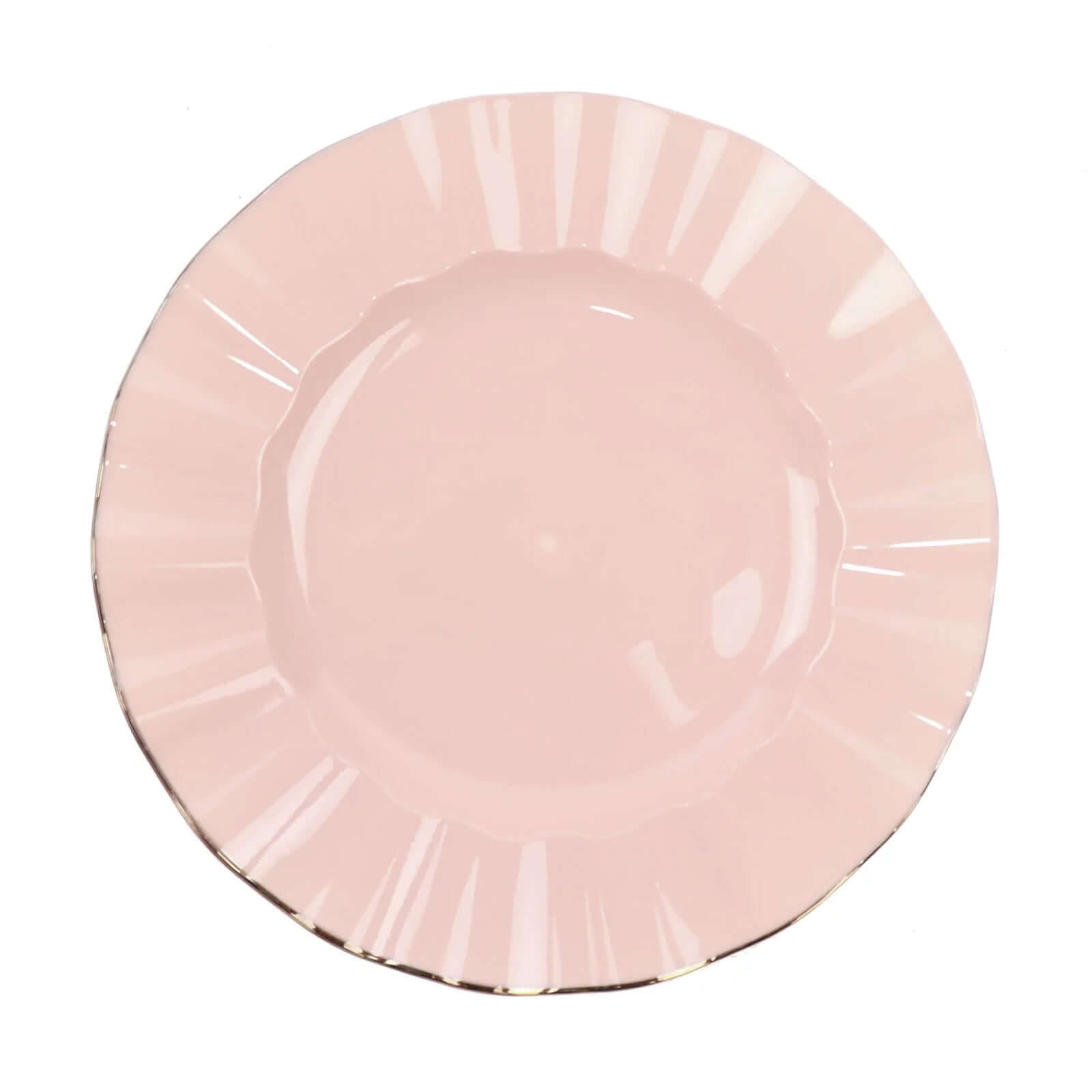 10-Pack Blush Plastic Round Dinner Plates with Gold Edging - Ideal Disposable Dinnerware
