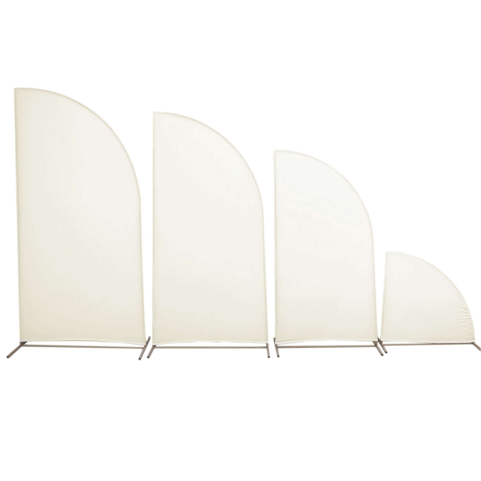 Get 4-Piece Matte Ivory Spandex Half Moon Wedding Arch Covers - Sizes 2.5ft - 7ft