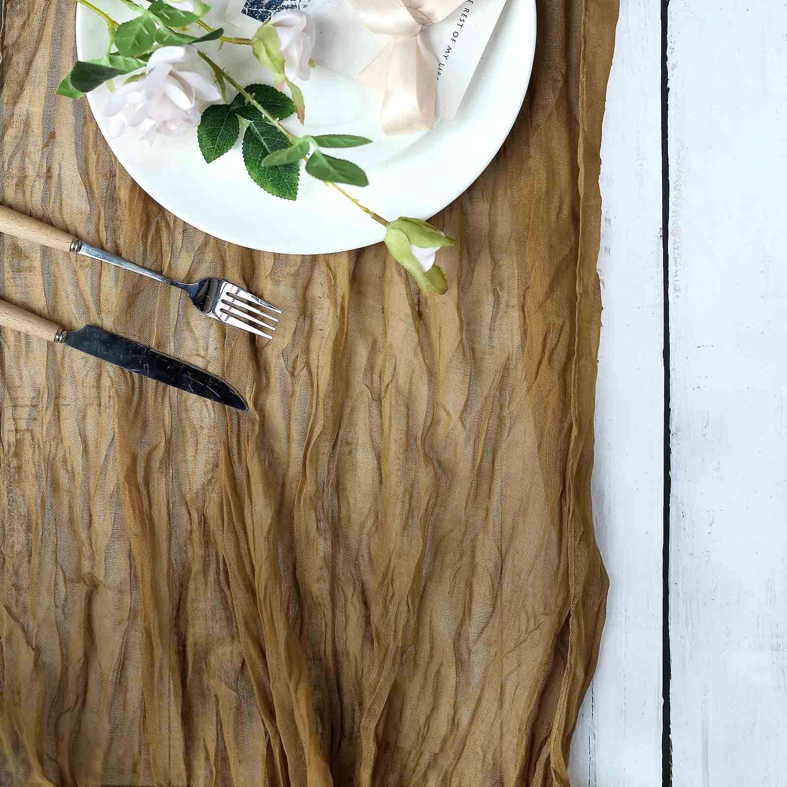 Soft & Rustic Gold Gauze Cheesecloth 10ft Table Runner - Perfect for Boho Decor