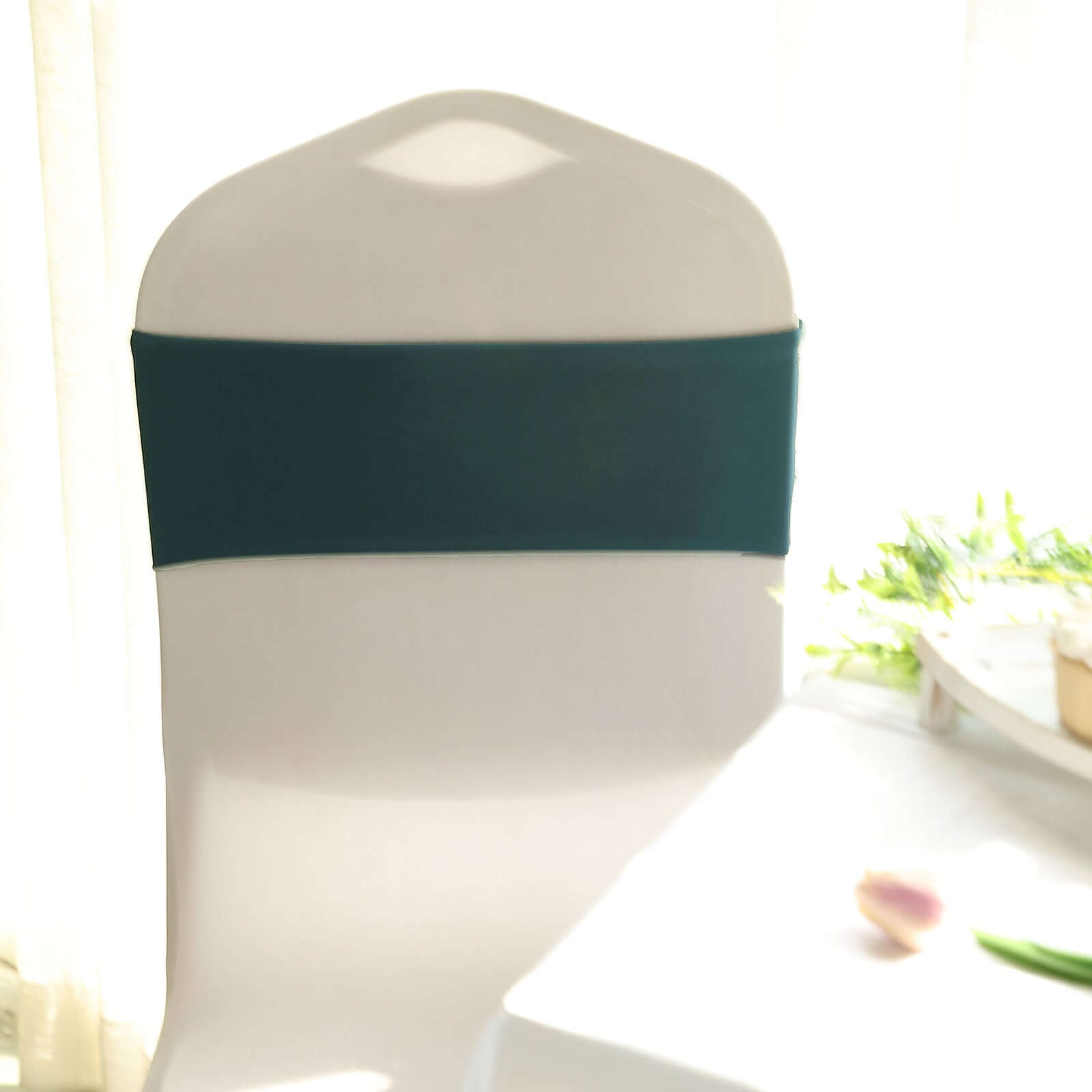 5-Pack Hunter Emerald Green Stretch Spandex Chair Sashes - Heavy Duty for Events