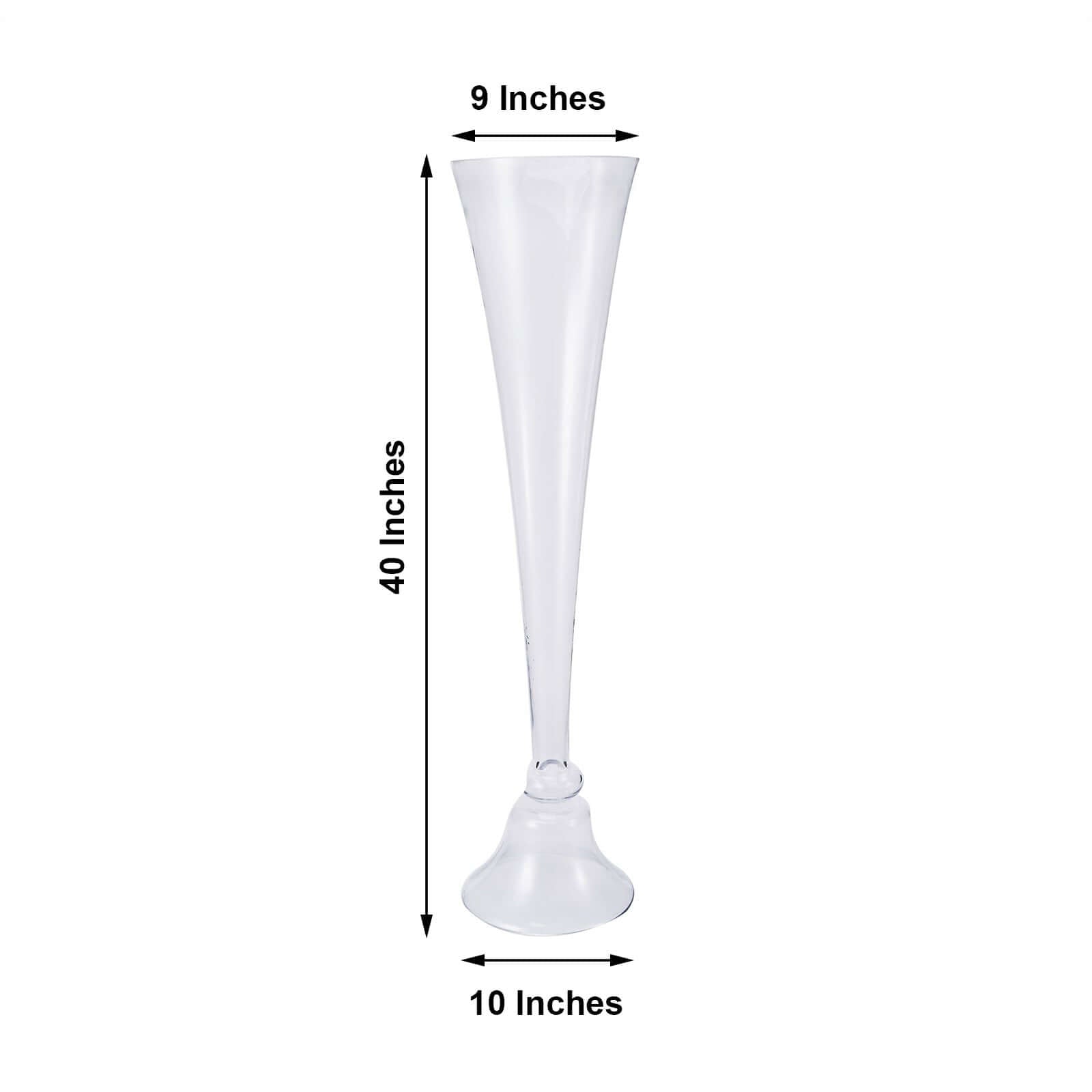 40-Inch Clear Reversible Hand-Crafted Glass Trumpet Floor Vase for Event Decor