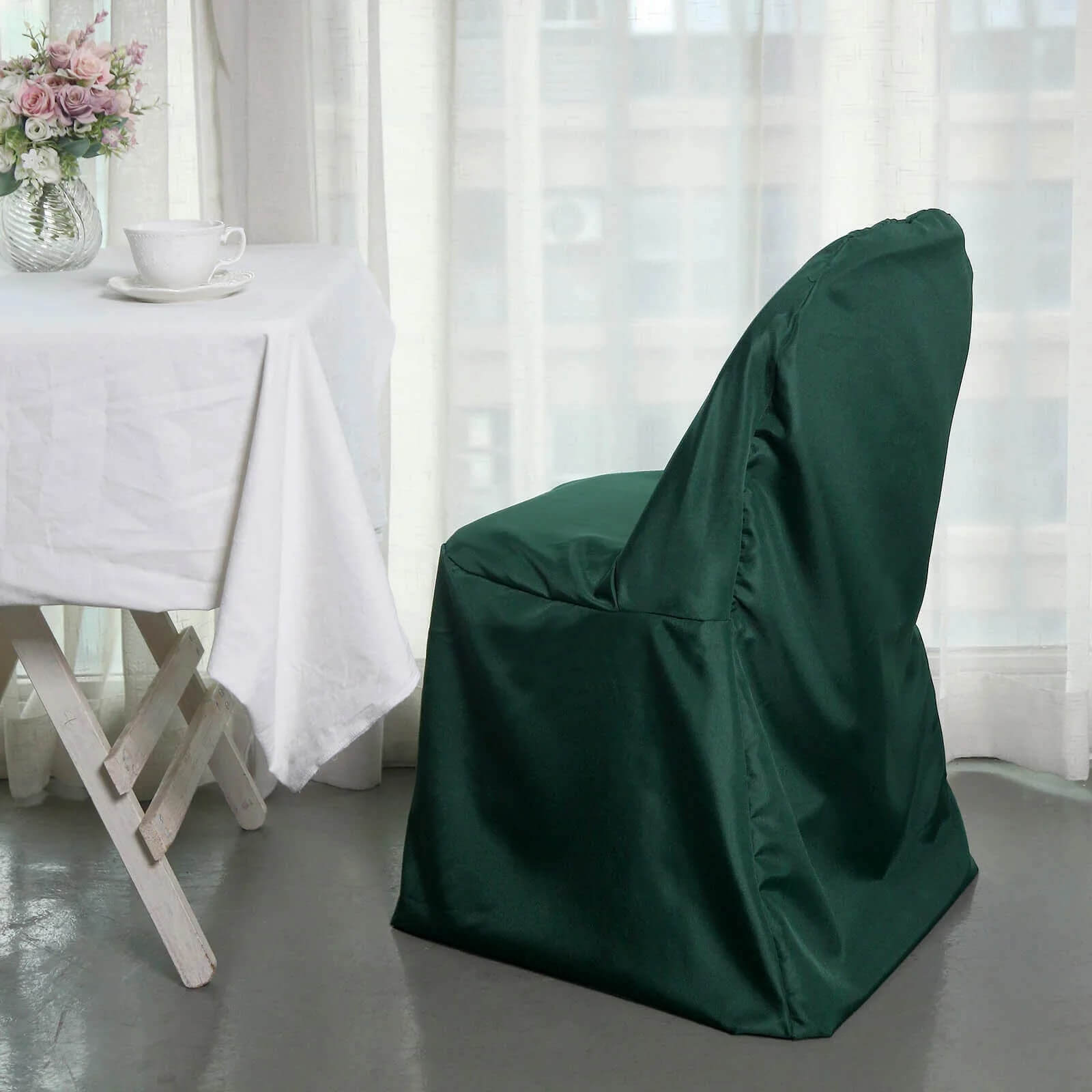 Hot Deal! 10-Piece Polyester Slip-On Chair Covers in Hunter Emerald Green, Wrinkle & Stain Resistant