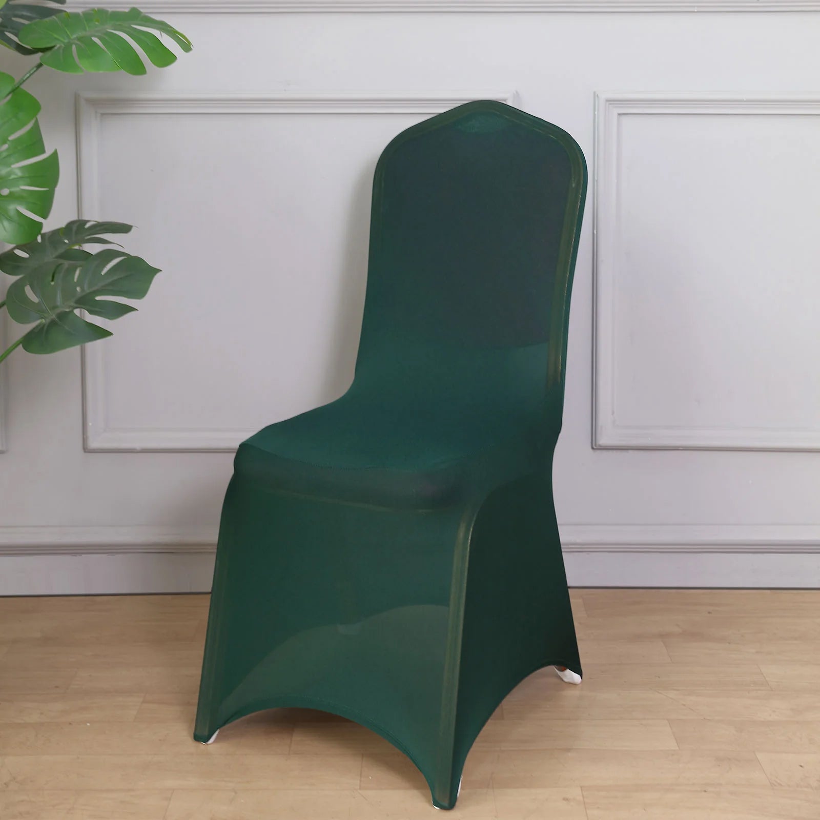 10-Pack Durable Reusable Stretch Spandex Chair Covers in Hunter Emerald Green for Banquet Chairs