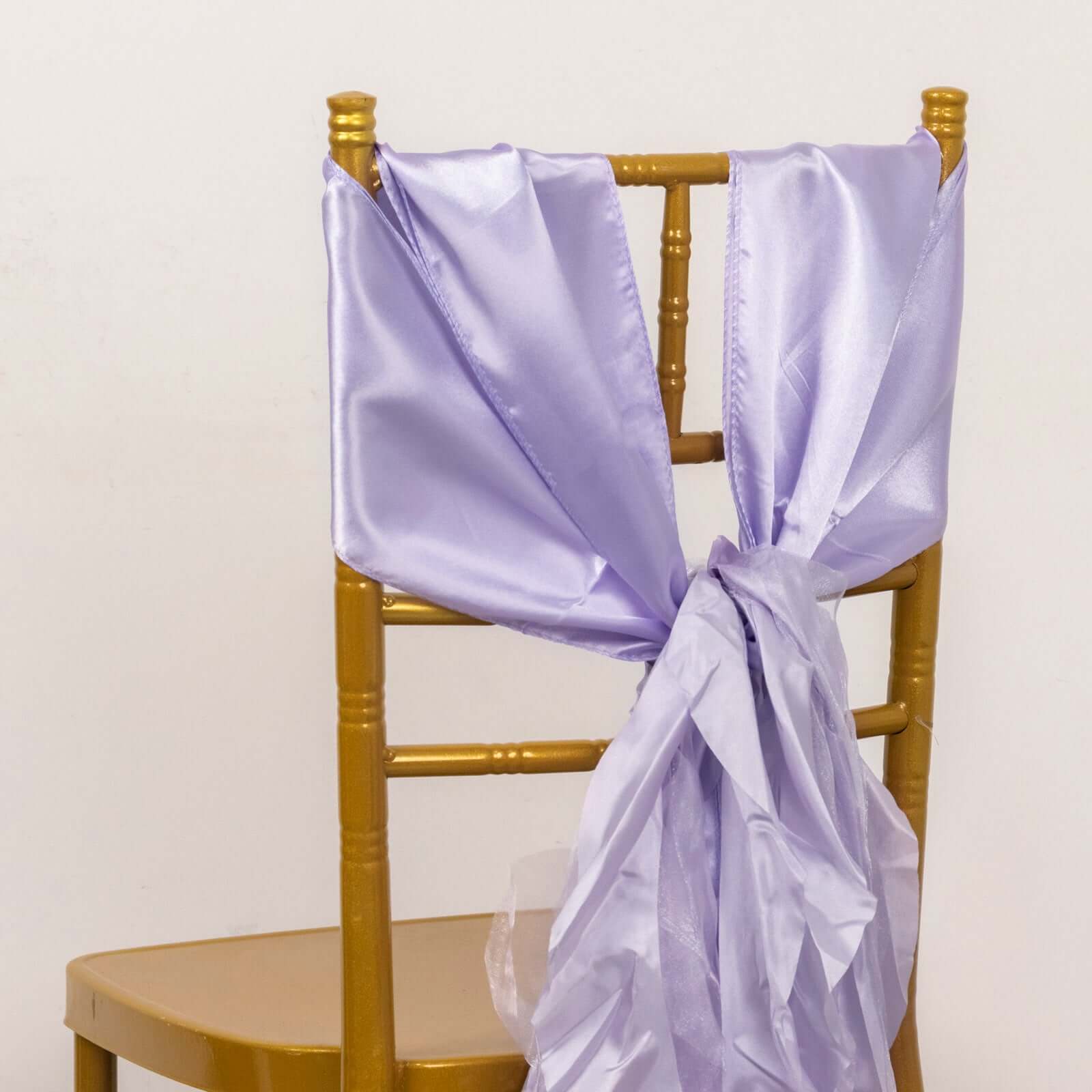 Special Offer! 5-Pack Lavender Lilac Chiffon Satin Chair Sashes with Curly Willow Style