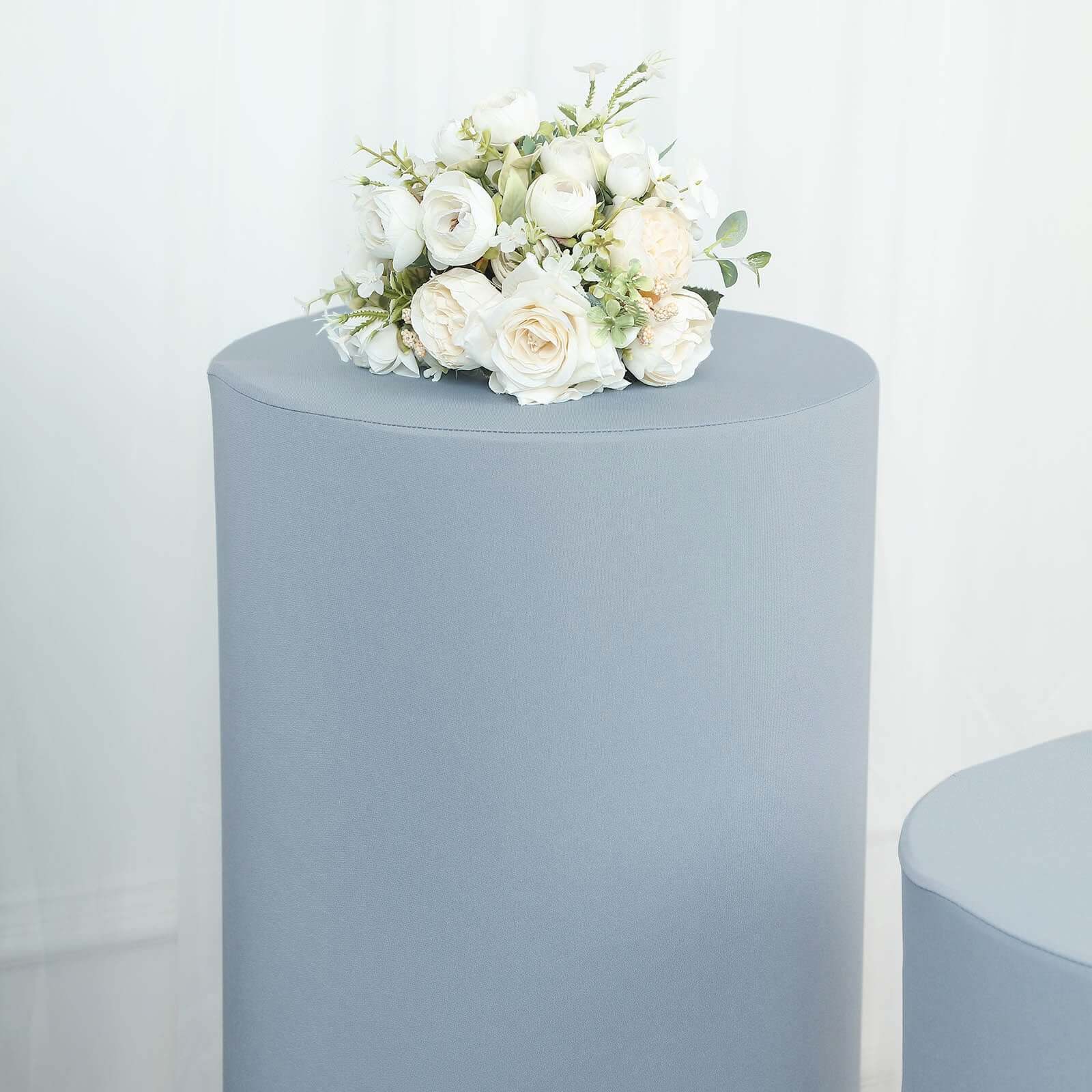 5-Piece Set of Stretchy Dusty Blue Spandex Cylinder Pedestal Stand Covers - 160 GSM