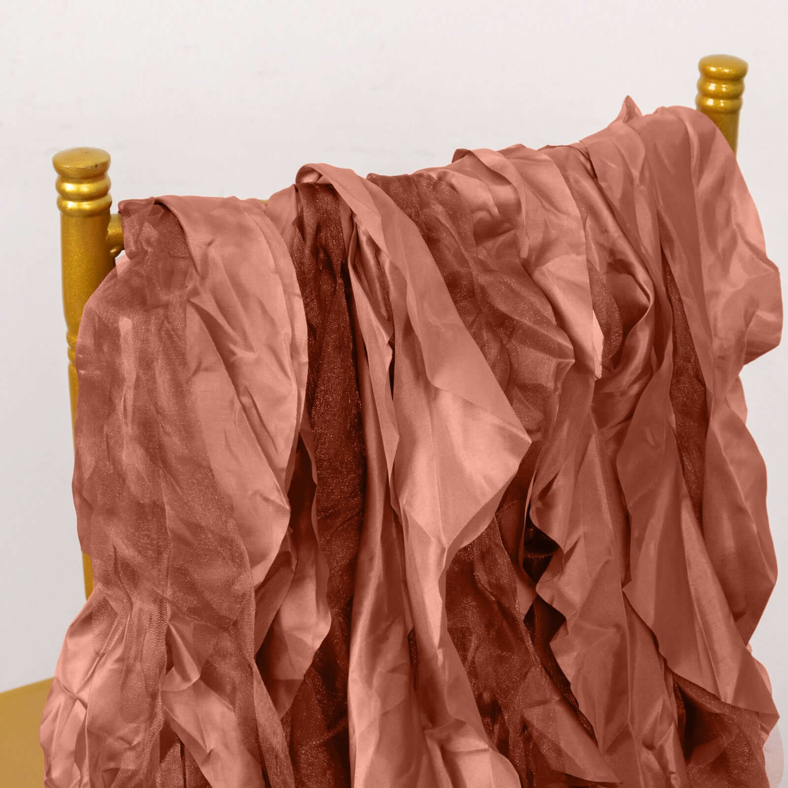 5-Pack Terracotta (Rust) Chiffon Satin Curly Willow Chair Sashes - Easy Install