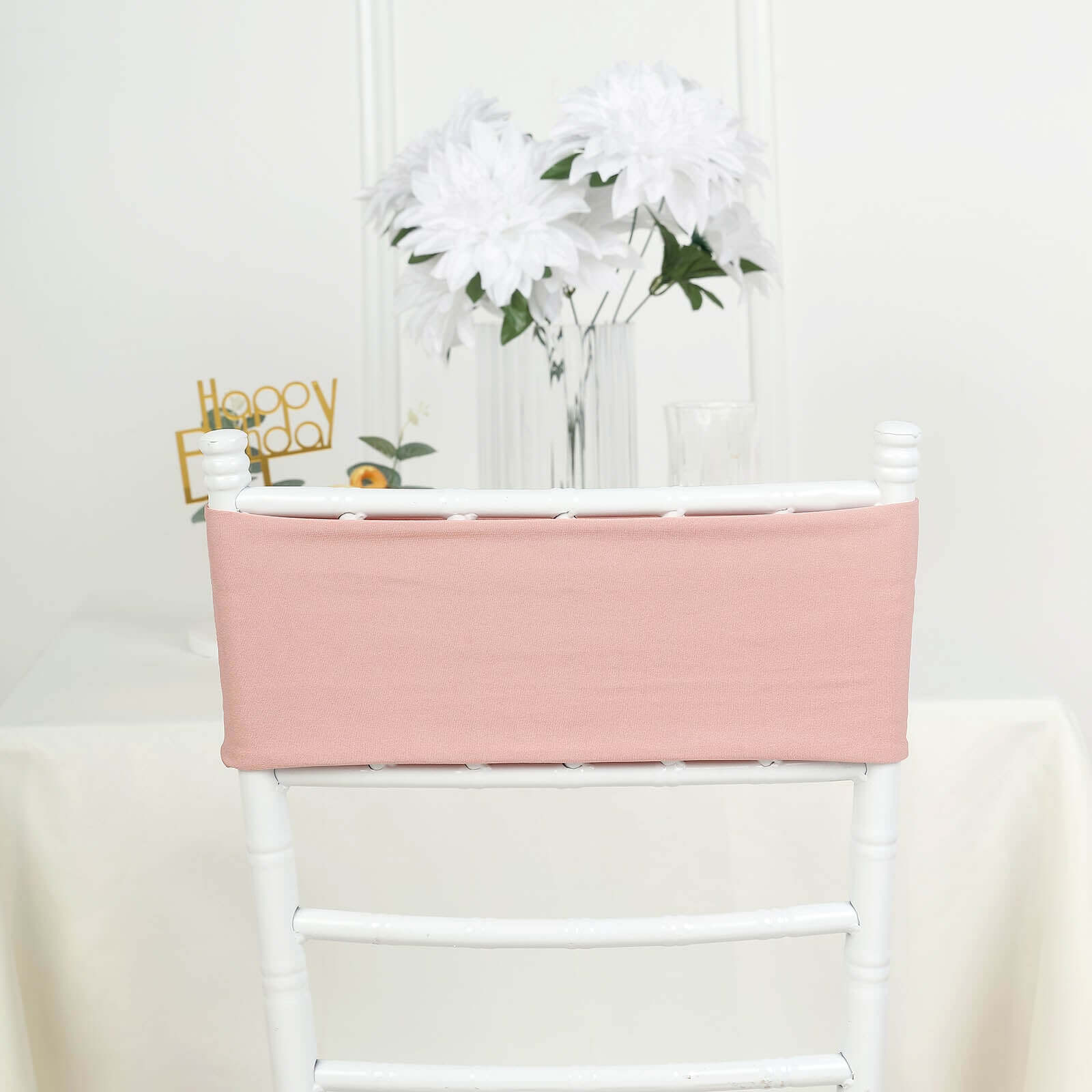 Hot Deal! 5-Piece Set of Dusty Rose Stretch Spandex Chair Sashes for Weddings and Events
