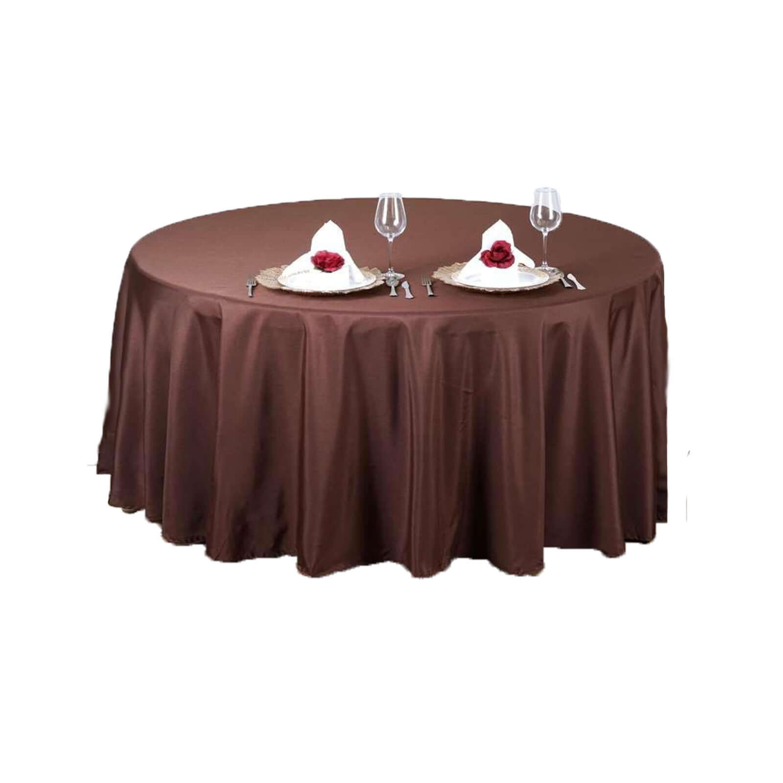 Premium Polyester 108-Inch Round Chocolate Tablecloth - Wrinkle-Free & Stain-Resistant