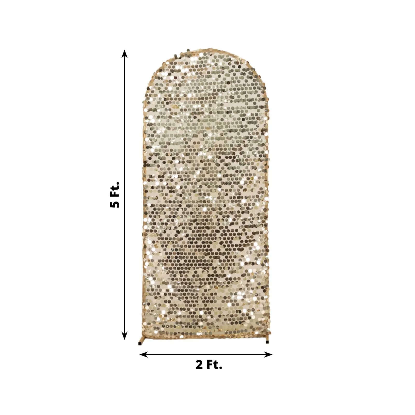 5ft Sparkly Champagne Sequin Fitted Cover for Round Top Wedding Arch - Ideal Decoration