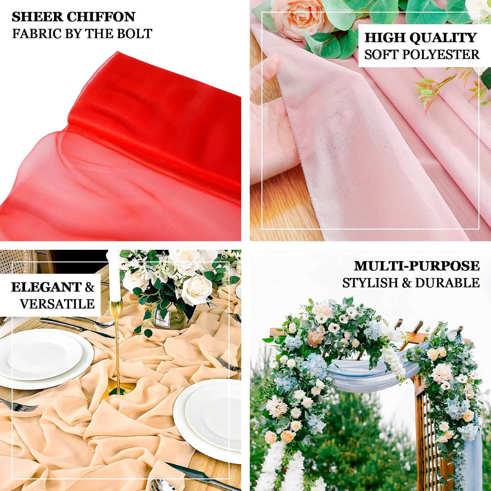 54-Inch by 10-Yard Dusty Rose Solid Sheer Chiffon Fabric Bolt - Ideal for DIY Voile Drapery