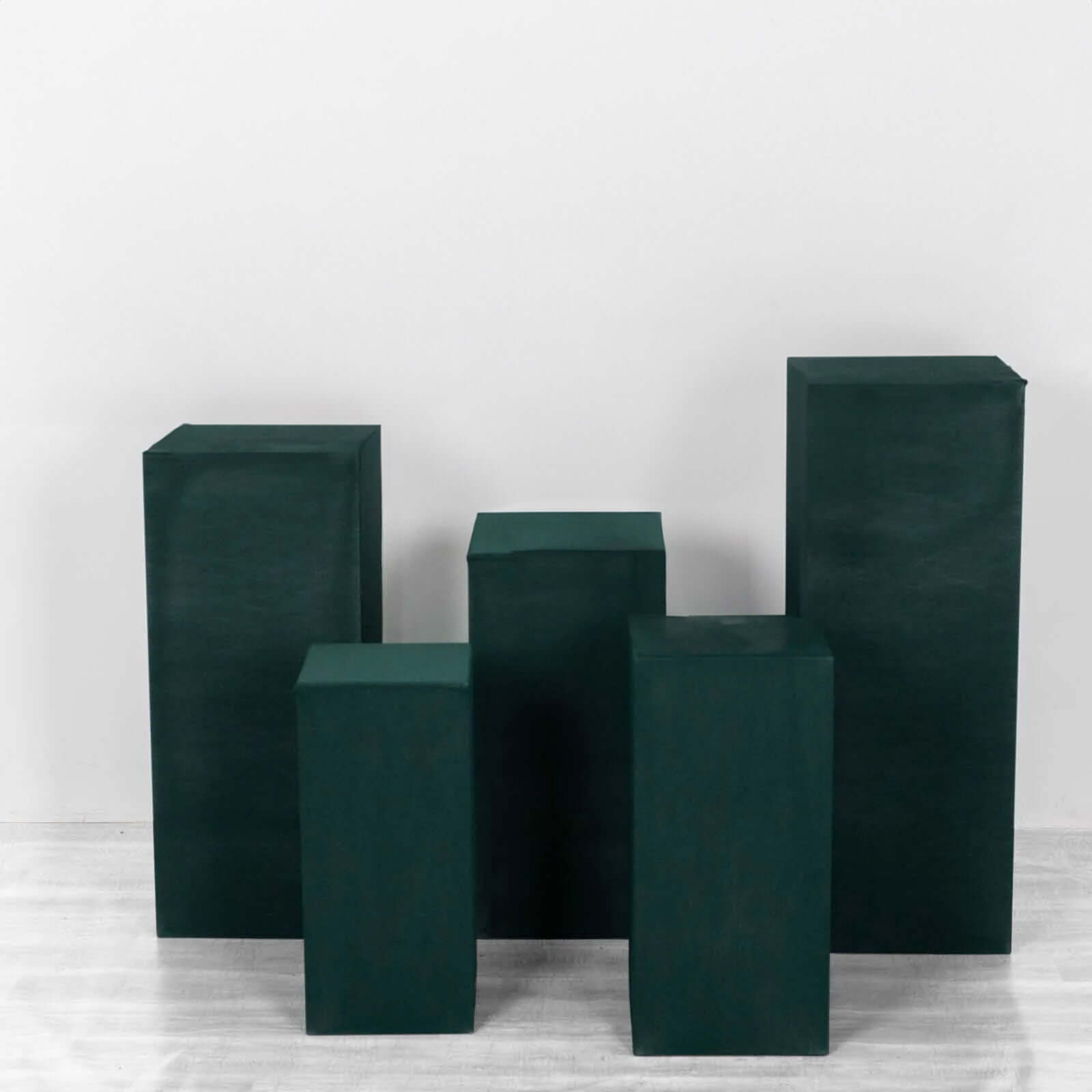 Hot Deal! Set of 5 Hunter Emerald Green Stretchable Spandex Pedestal Stand Covers - 160 GSM