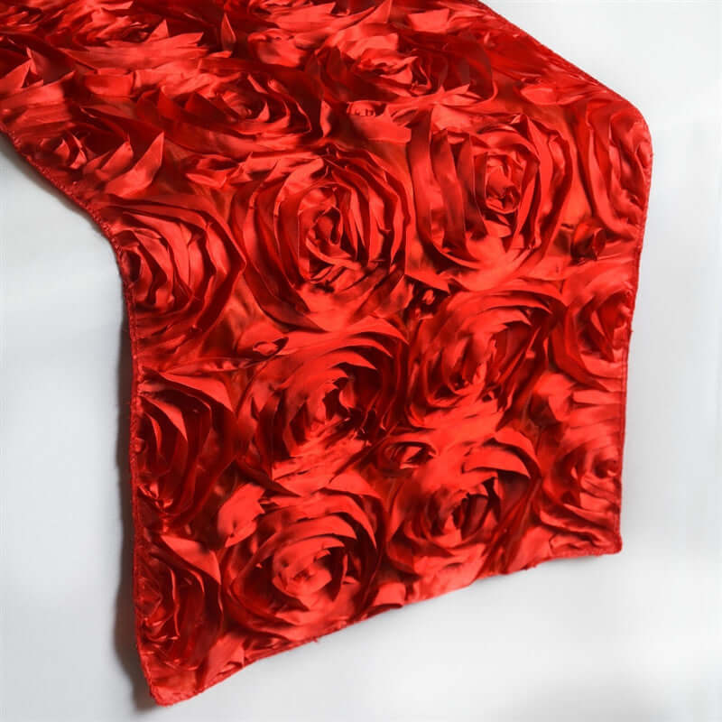 Rosette Satin 14x108 Table Runner Red - Grandiose Design