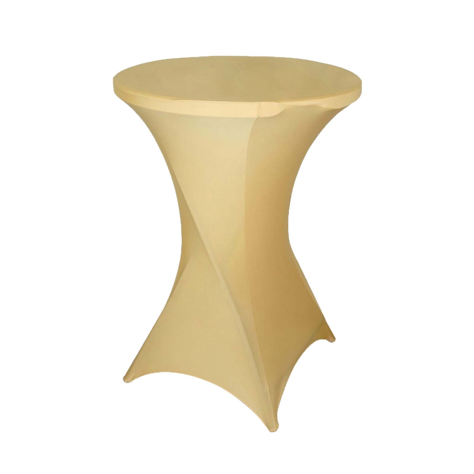 Champagne Stretch Spandex Fitted Cocktail Table Cover for 24 - 32 Inch Tables