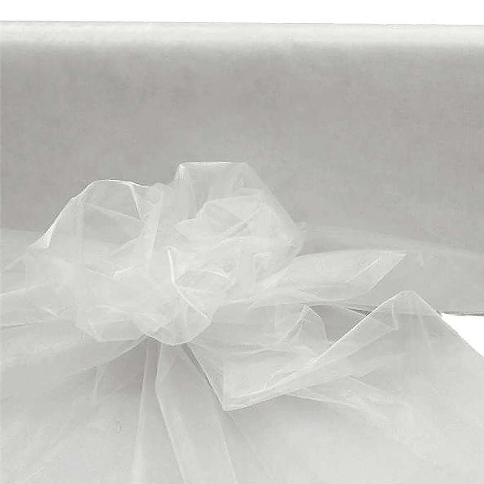 54-Inch Wide, 40-Yard White Sheer Organza Fabric Roll for DIY Crafts