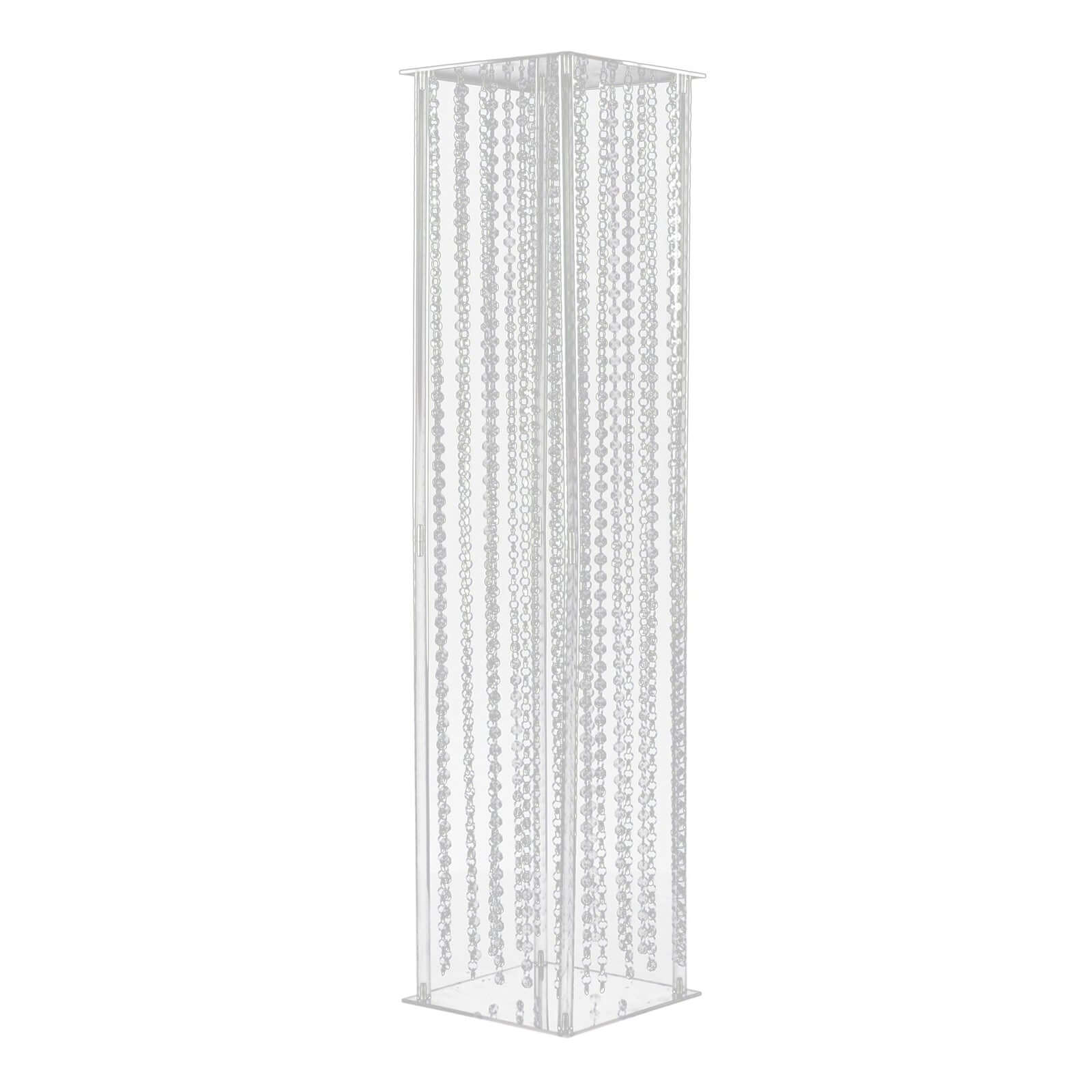 Clear Acrylic Flower Pedestal Vase with Crystal Beads - Ideal Wedding Floor Centerpiece