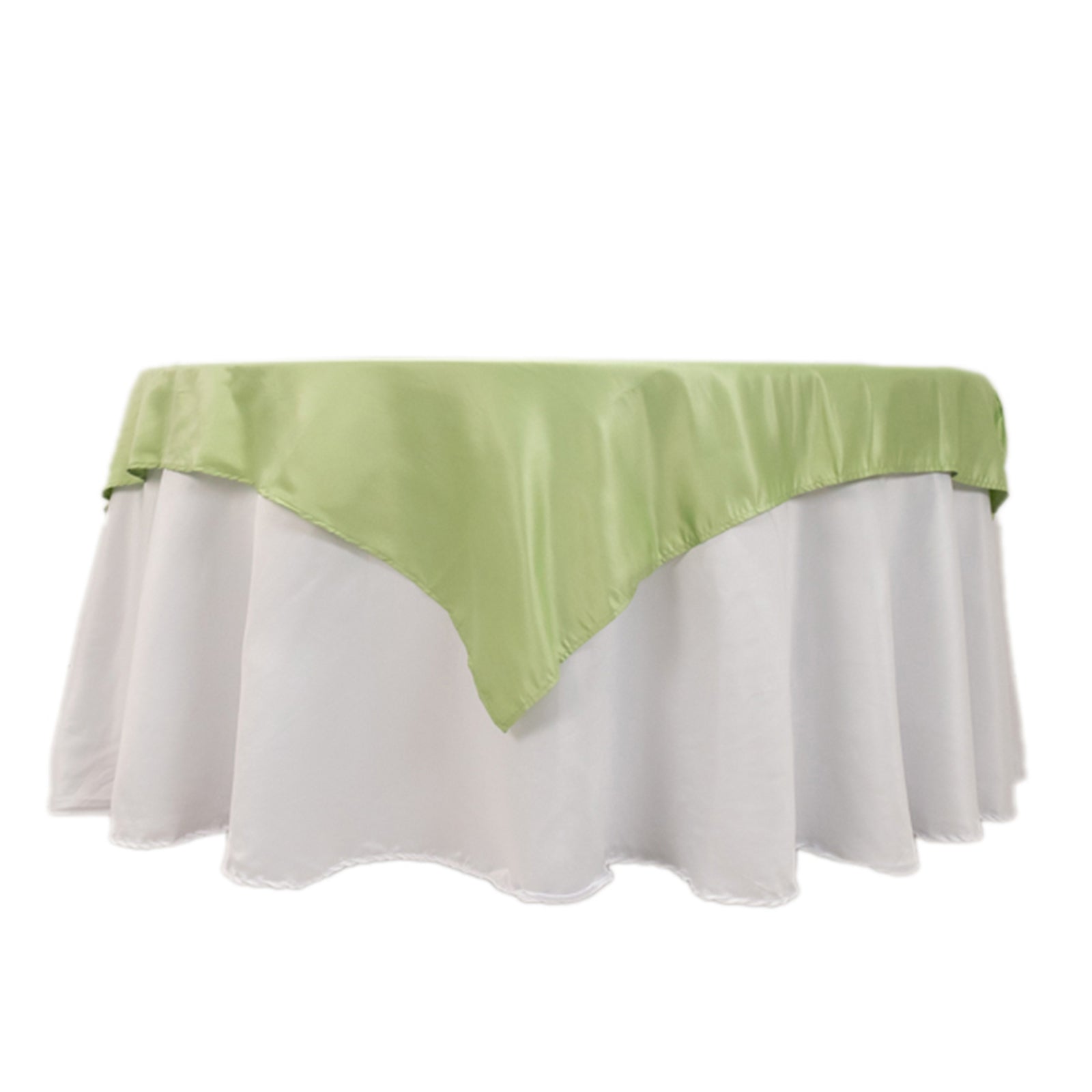 Sage Green 54x54 Durable Silk-Like Lamour Satin Square Table Overlay