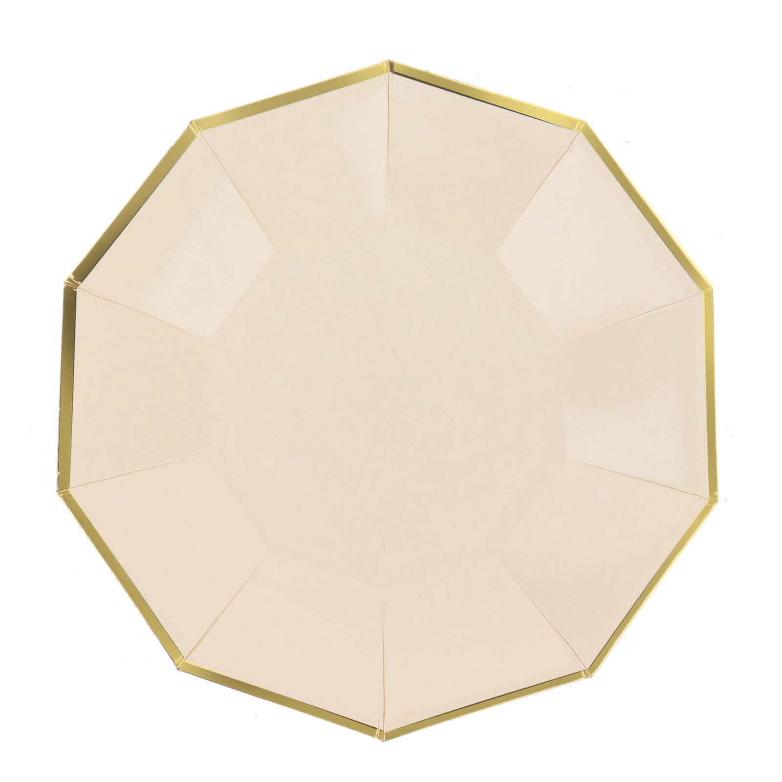 25-Piece Set of 9-Inch Beige Disposable Dinner Plates with Gold Foil Rim for Modern Weddings and Events