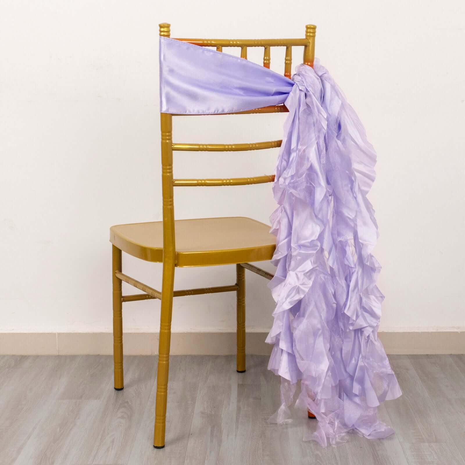 Special Offer! 5-Pack Lavender Lilac Chiffon Satin Chair Sashes with Curly Willow Style