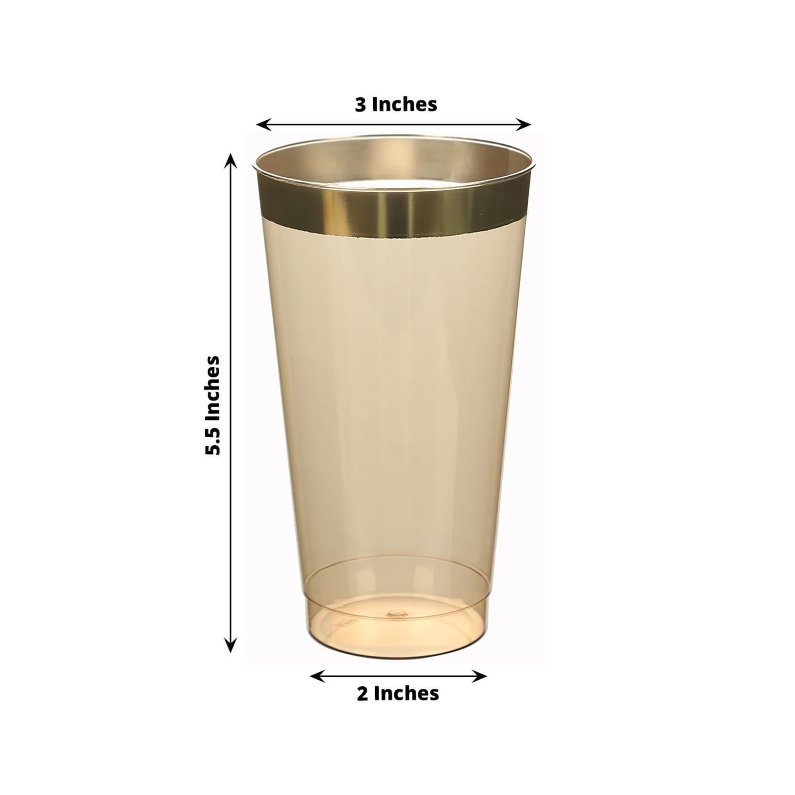 12-Pack 17oz Durable Disposable Plastic Party Cups - Transparent Amber Gold with Gold Rim