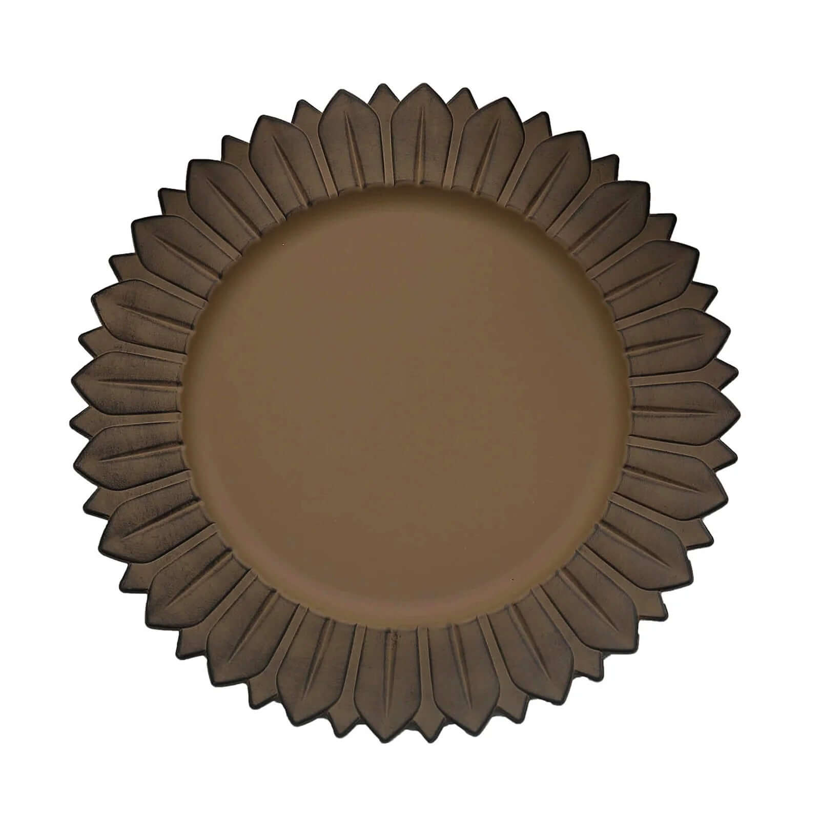 Hot Sale! 6-Pack 13in Plastic Round Disposable Dinner Charger Plates with Sunflower Rim, Matte Natural Finish