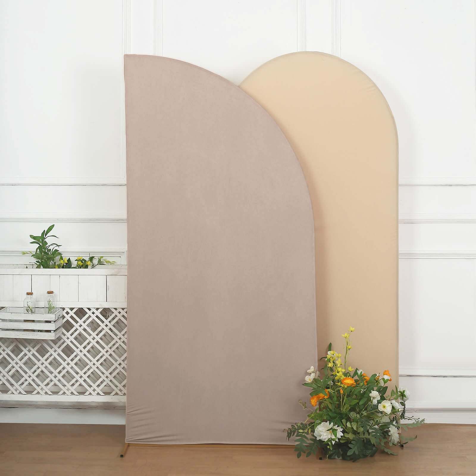 Custom Fitted 7ft Matte Nude Spandex Half Moon Chiara Wedding Arch Backdrop Cover