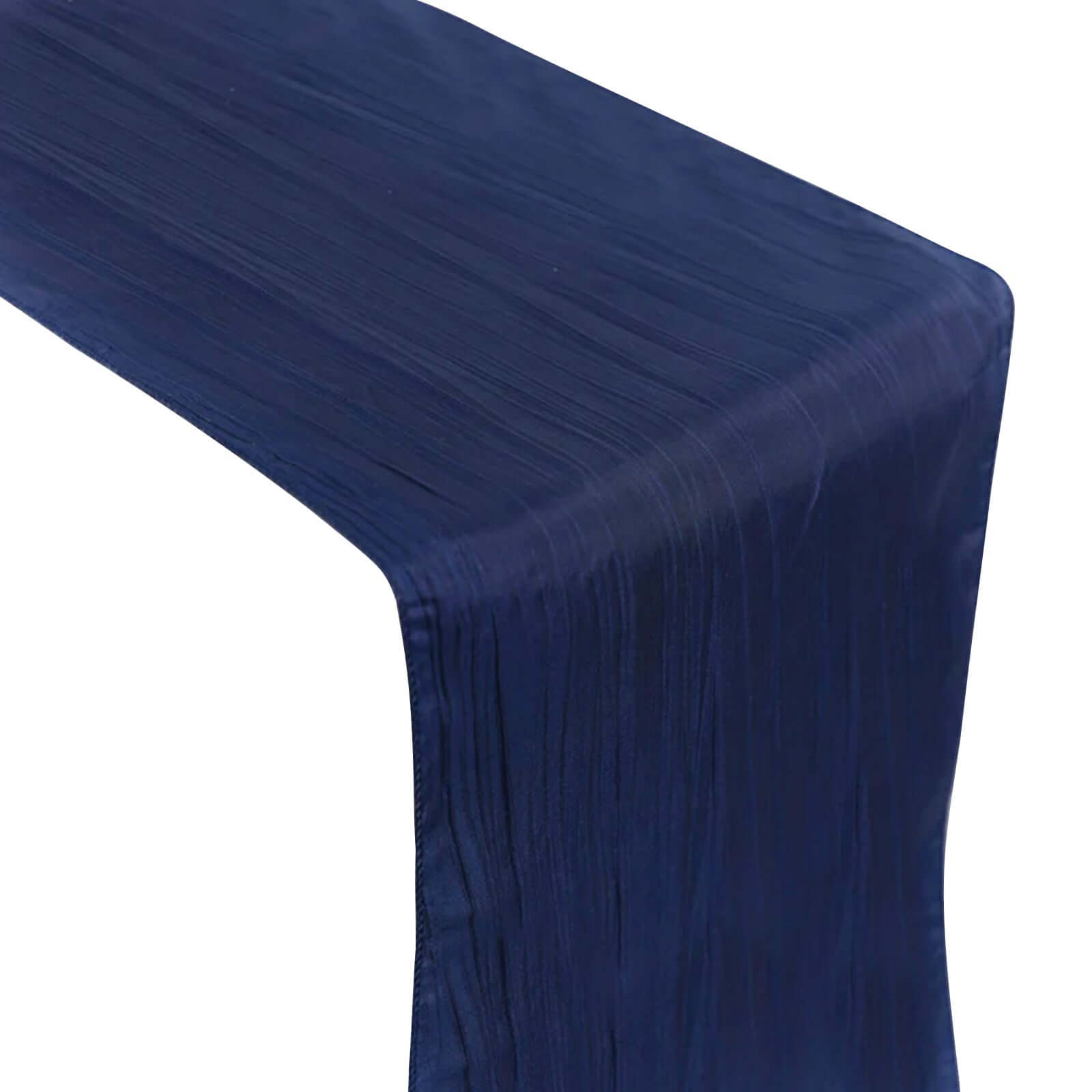 Navy Blue Taffeta 12x108 Table Runner with Accordion Crinkle Design