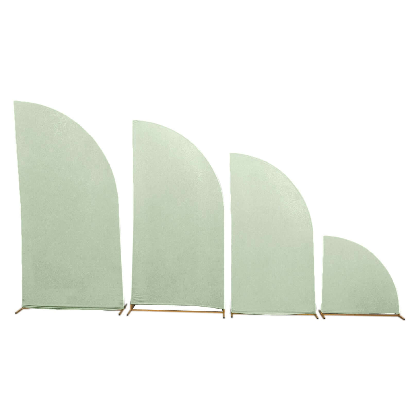 4-Piece Matte Sage Green Spandex Half Moon Wedding Arch Covers - Custom Fit, Various Sizes