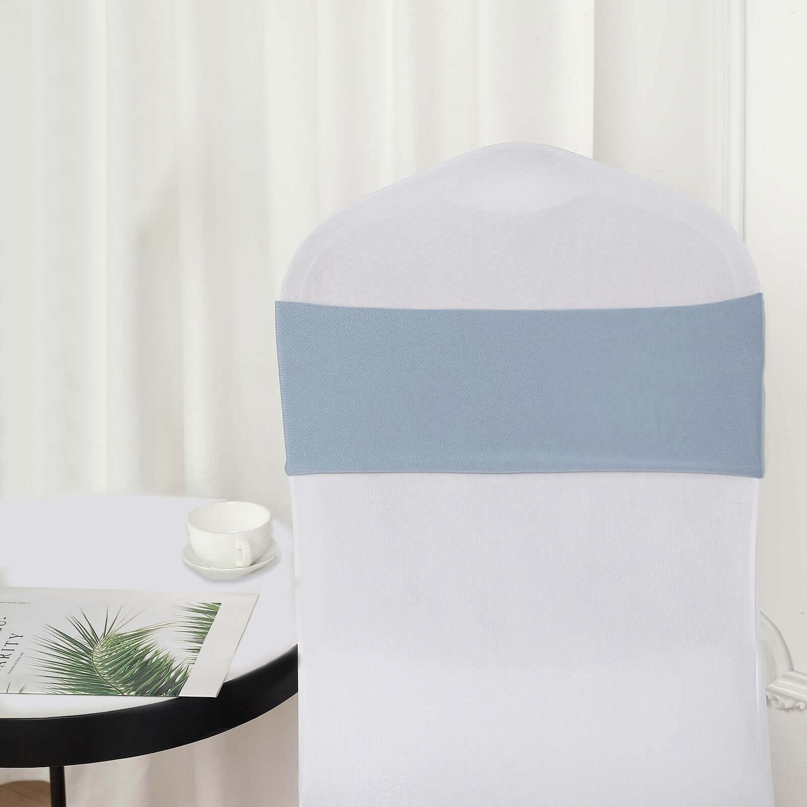 5-Piece Set of Dusty Blue Stretch Spandex Chair Sashes - Heavy-Duty 5x12 Bands