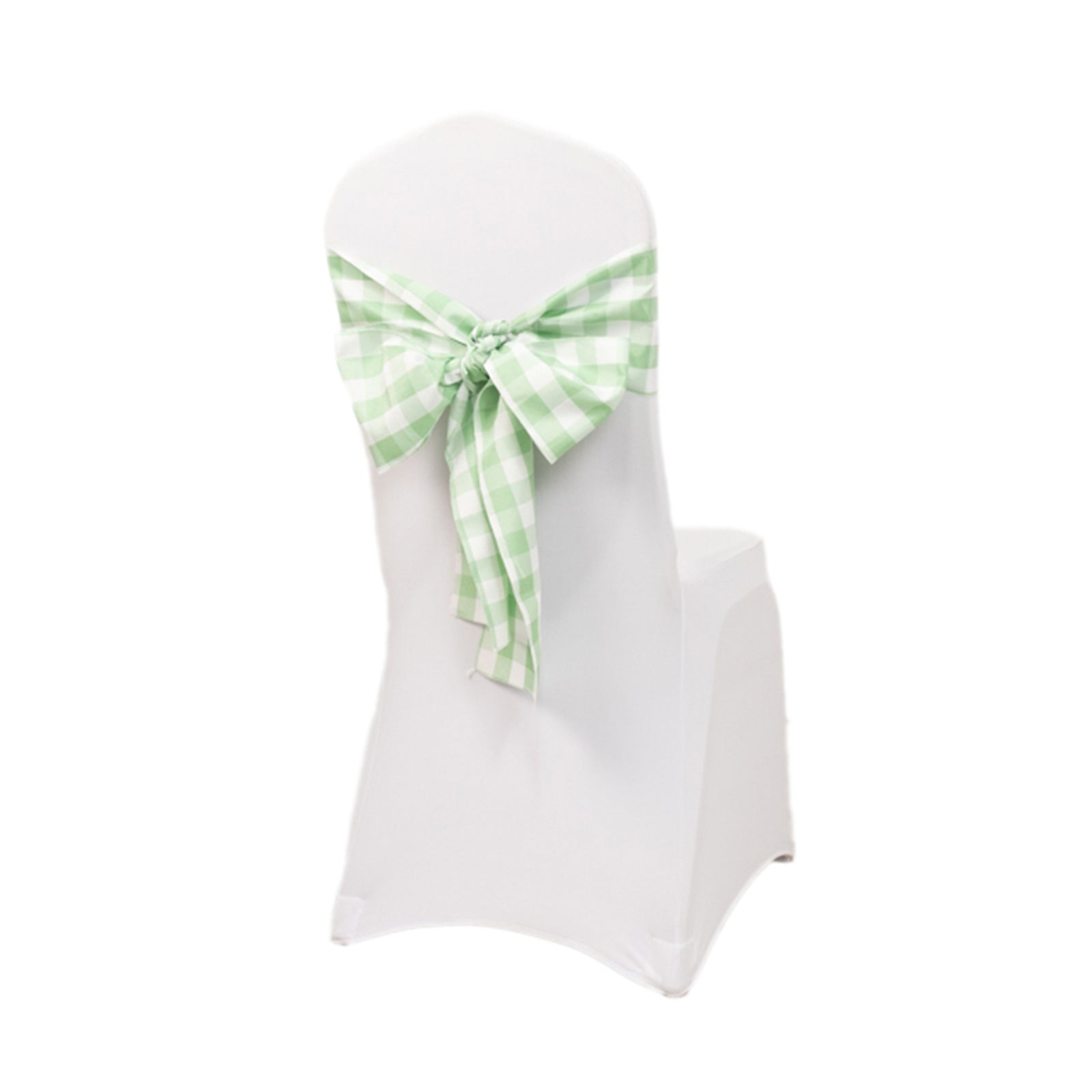 Great Deal! 5-Piece Polyester Chair Decor Sashes in Sage Green/White Buffalo Plaid - Durable & Reusable