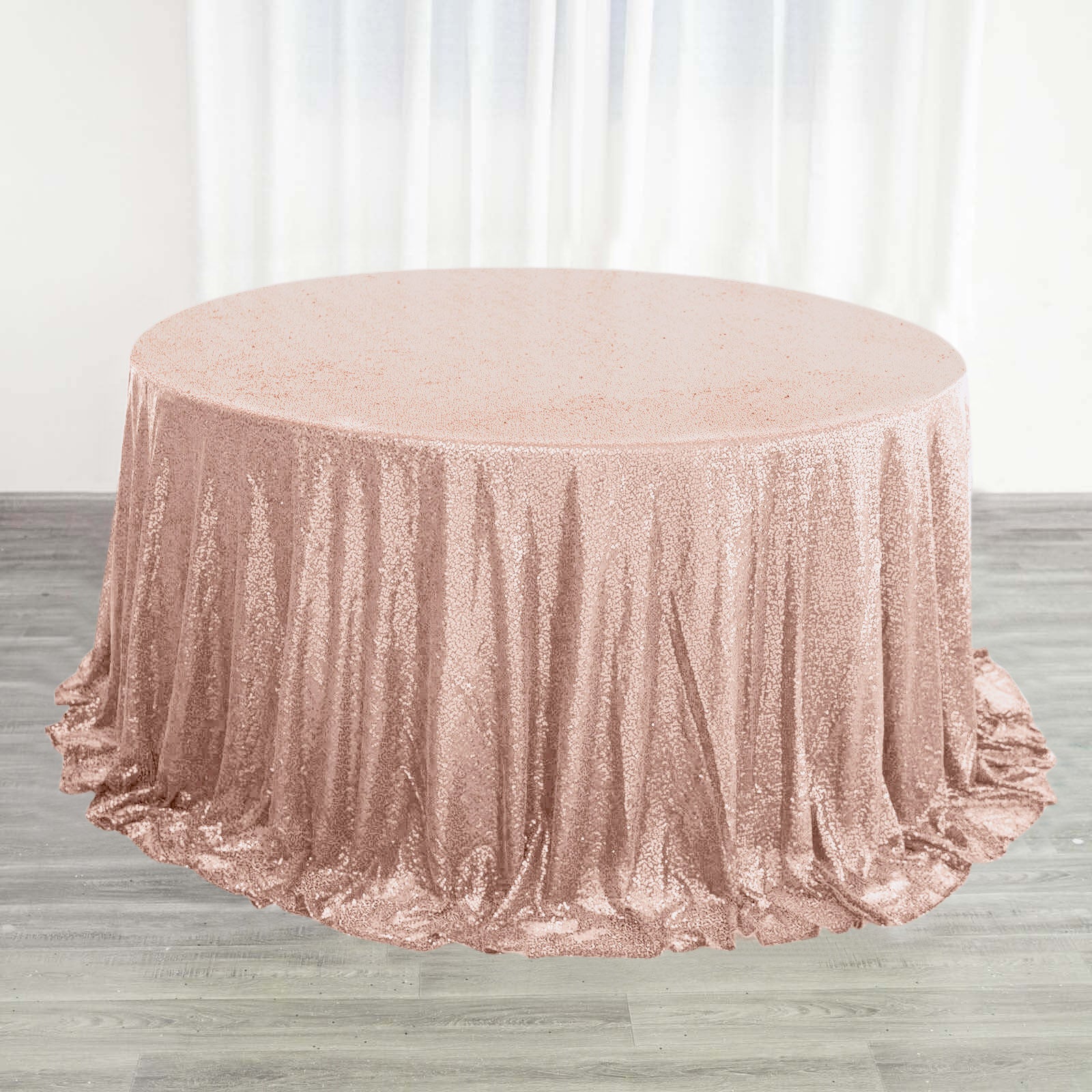 Rose Gold Seamless Dazzling 132 Round Sequin Tablecloth