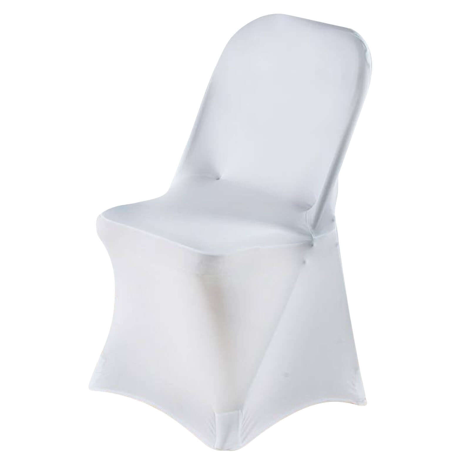 Premium White Spandex Stretch Chair Covers with Foot Pockets for Folding Chairs - Ideal for Weddings & Gatherings