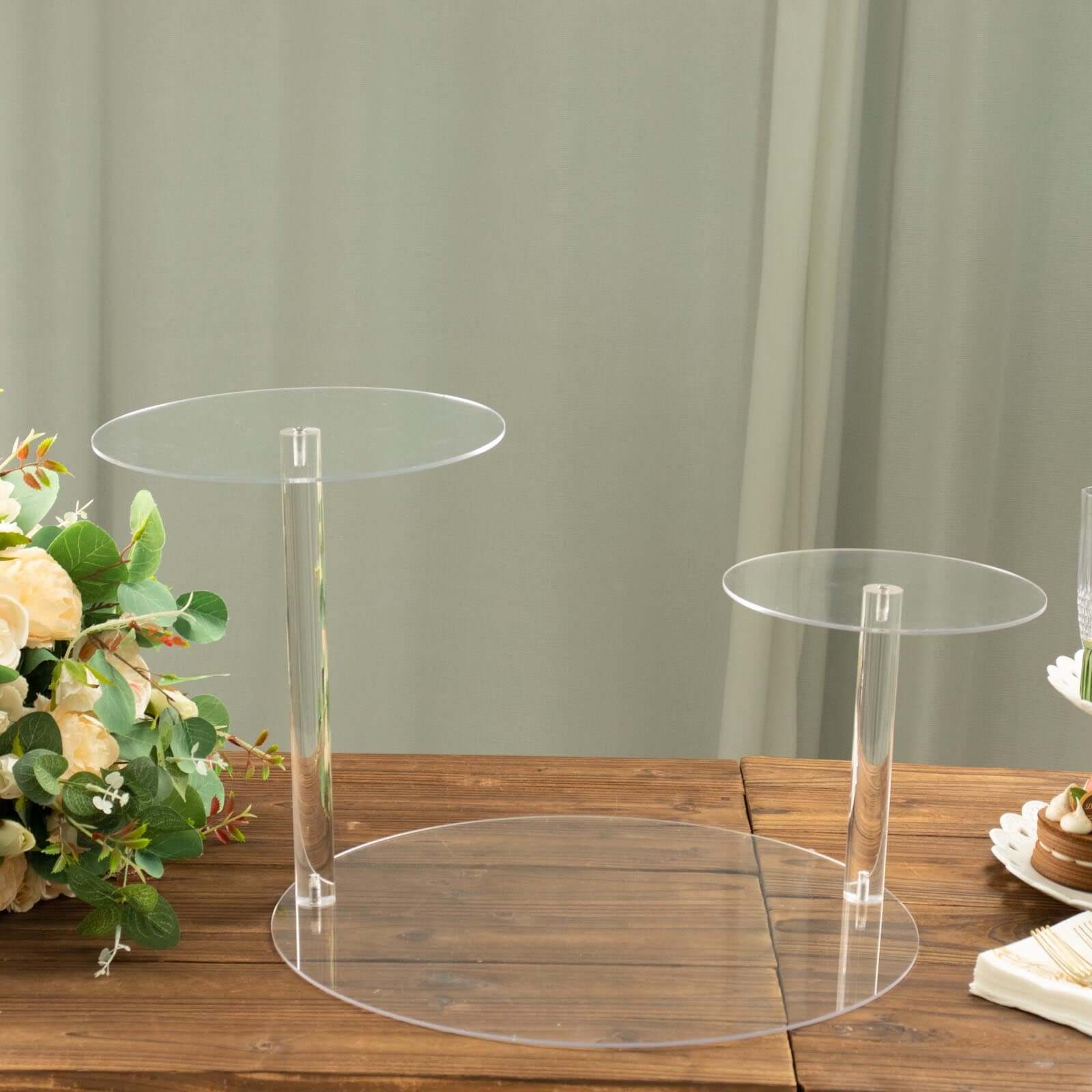 23-Clear 3-Tier Plastic Round Pedestal Cake Stand - Ideal for Dessert Buffets and Parties