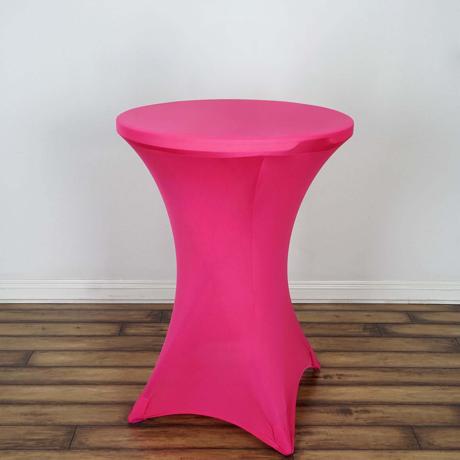 Fuchsia Spandex Stretch Cocktail Table Cover (24 - 32 Dia) - Easy Maintenance