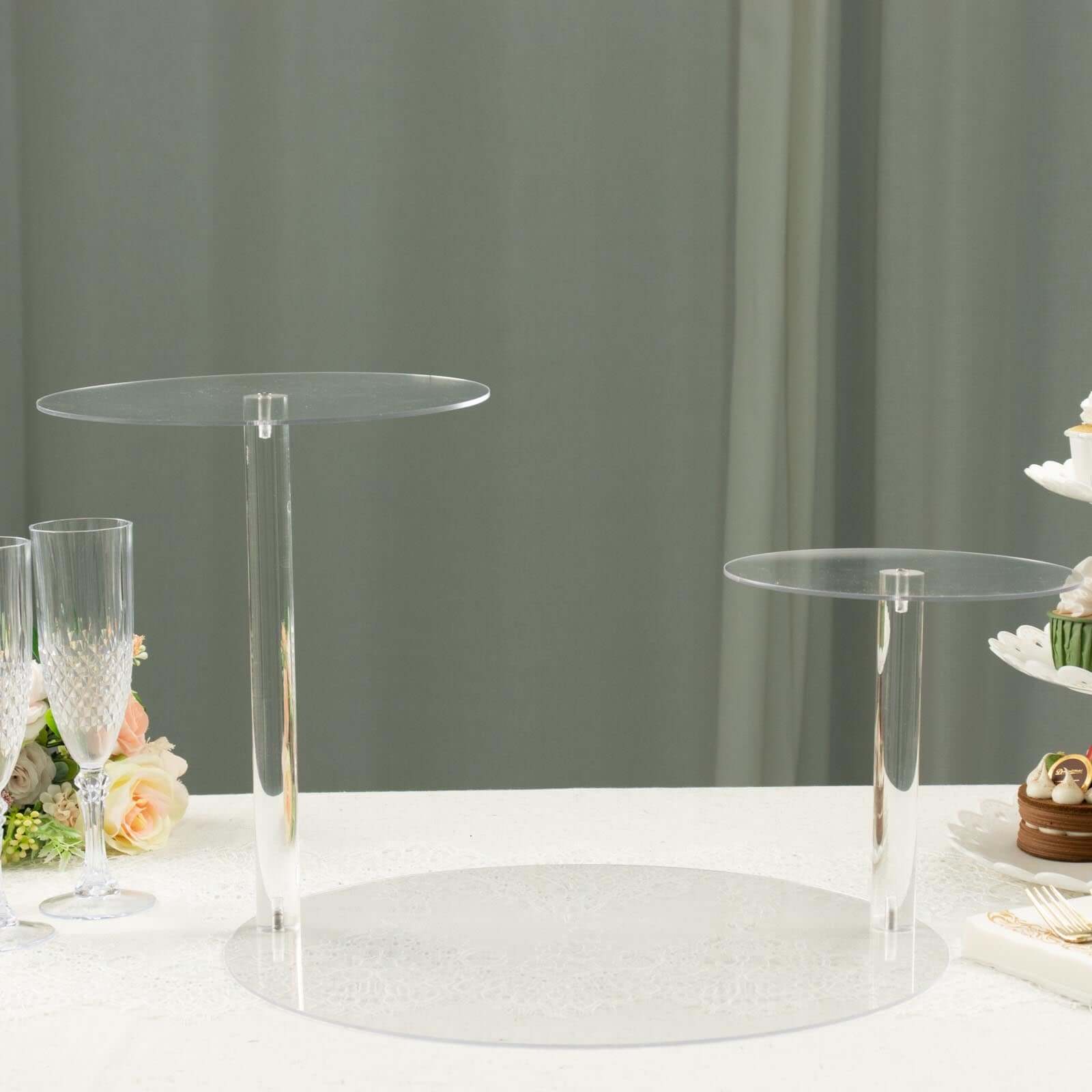 23-Clear 3-Tier Plastic Round Pedestal Cake Stand - Ideal for Dessert Buffets and Parties