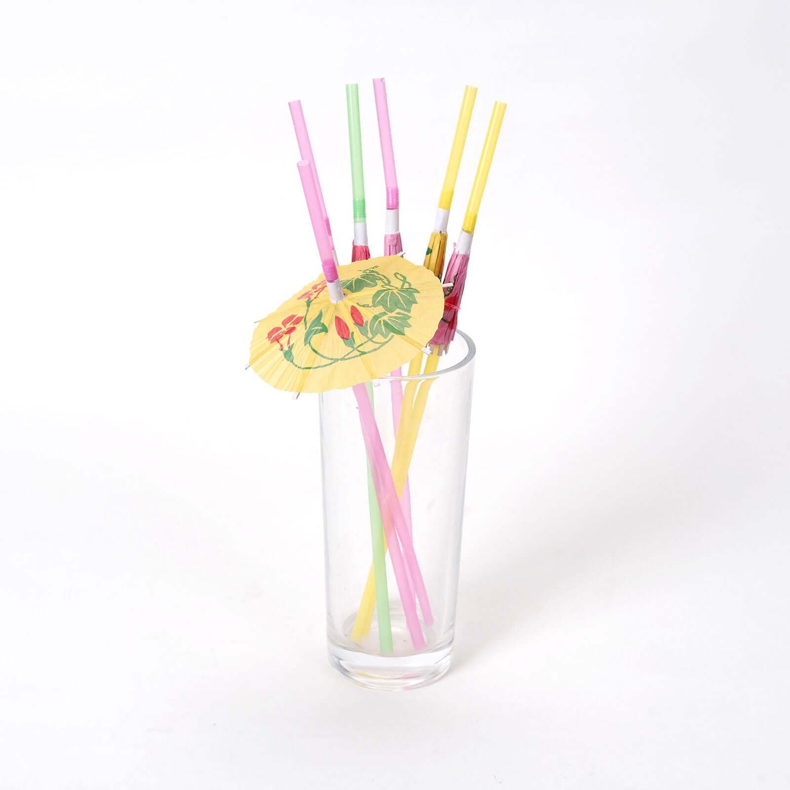 50-Pack Multi-Colored Disposable Umbrella Straws - Perfect for Tropical Parties