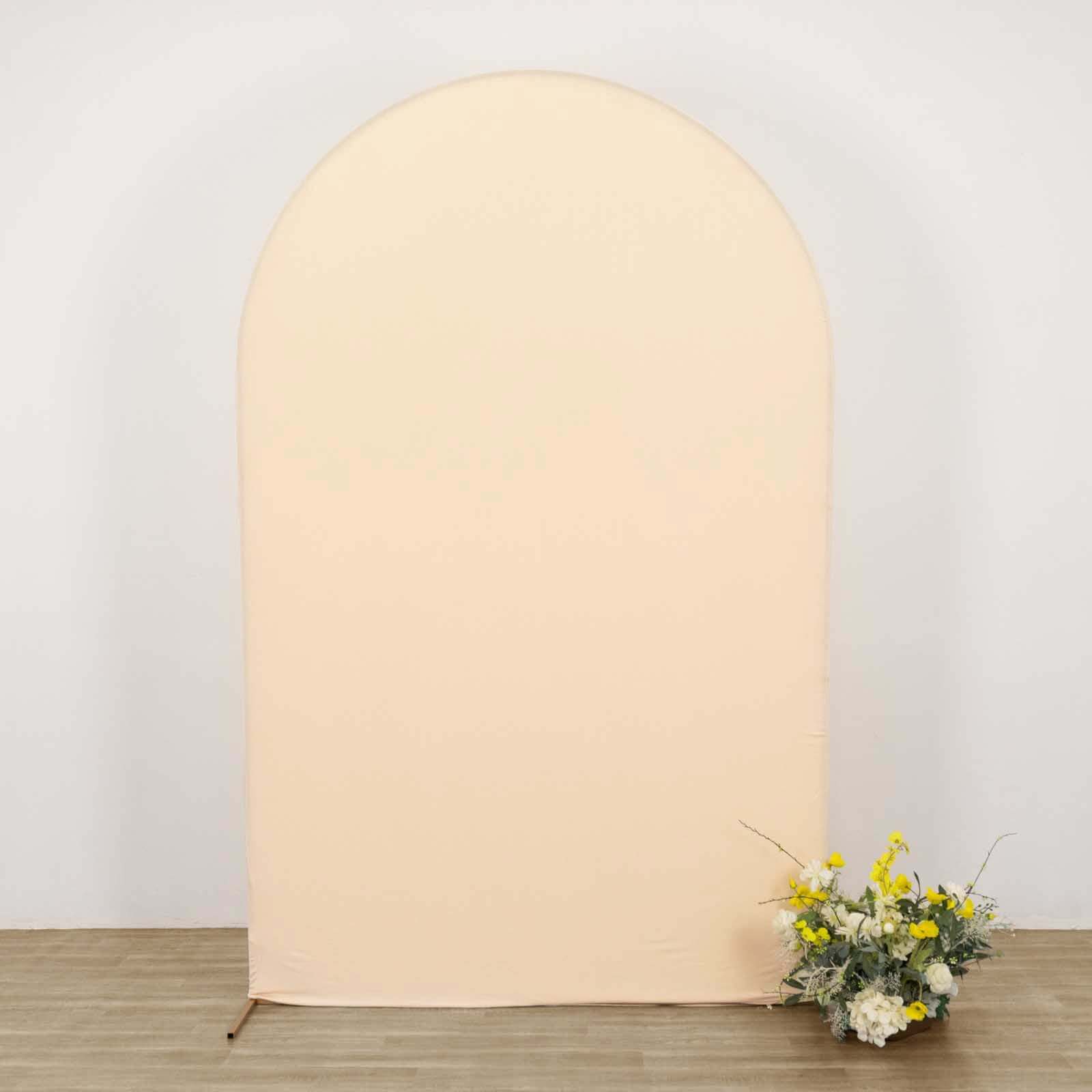 Hot Sale! 8ft Matte Beige Spandex Wedding Arch Cover for Round Top Stand