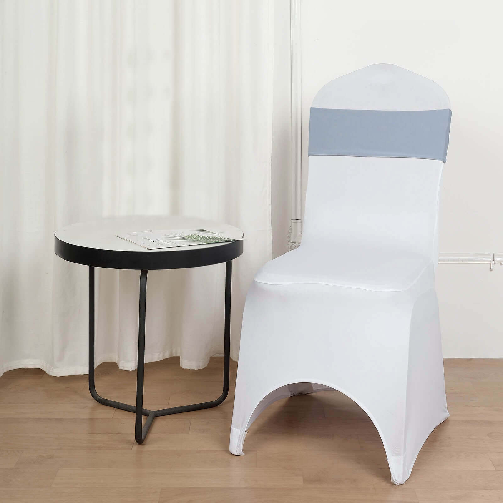 5-Piece Set of Dusty Blue Stretch Spandex Chair Sashes - Heavy-Duty 5x12 Bands