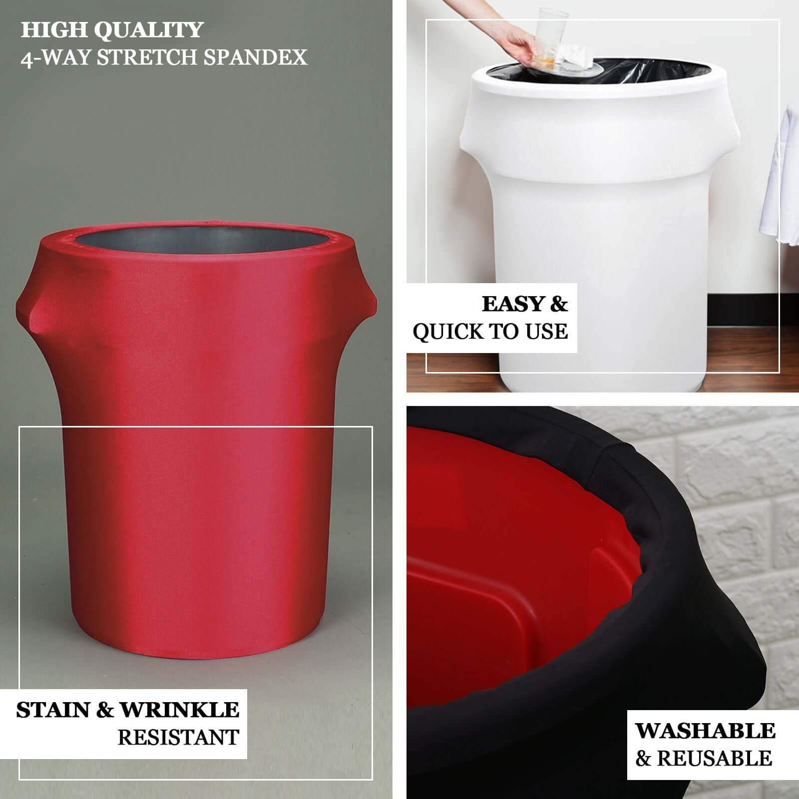 Amazing Green 41 - 50 Gallons Round Stretch Spandex Trash Bin Container Cover