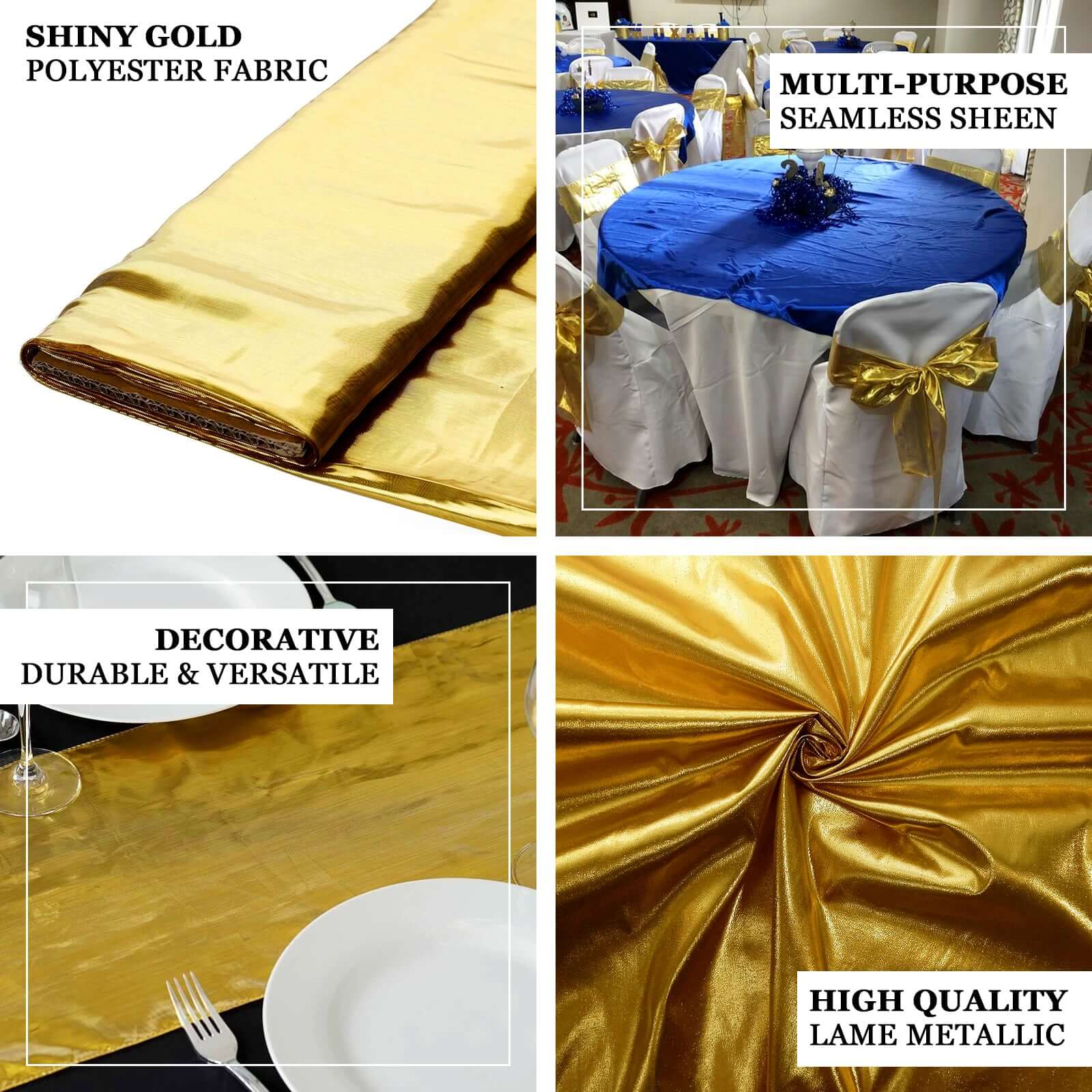Hot Deal! 54-Inch Wide, 10-Yard Gold Shiny Polyester Lame Fabric Bolt for DIY Crafts