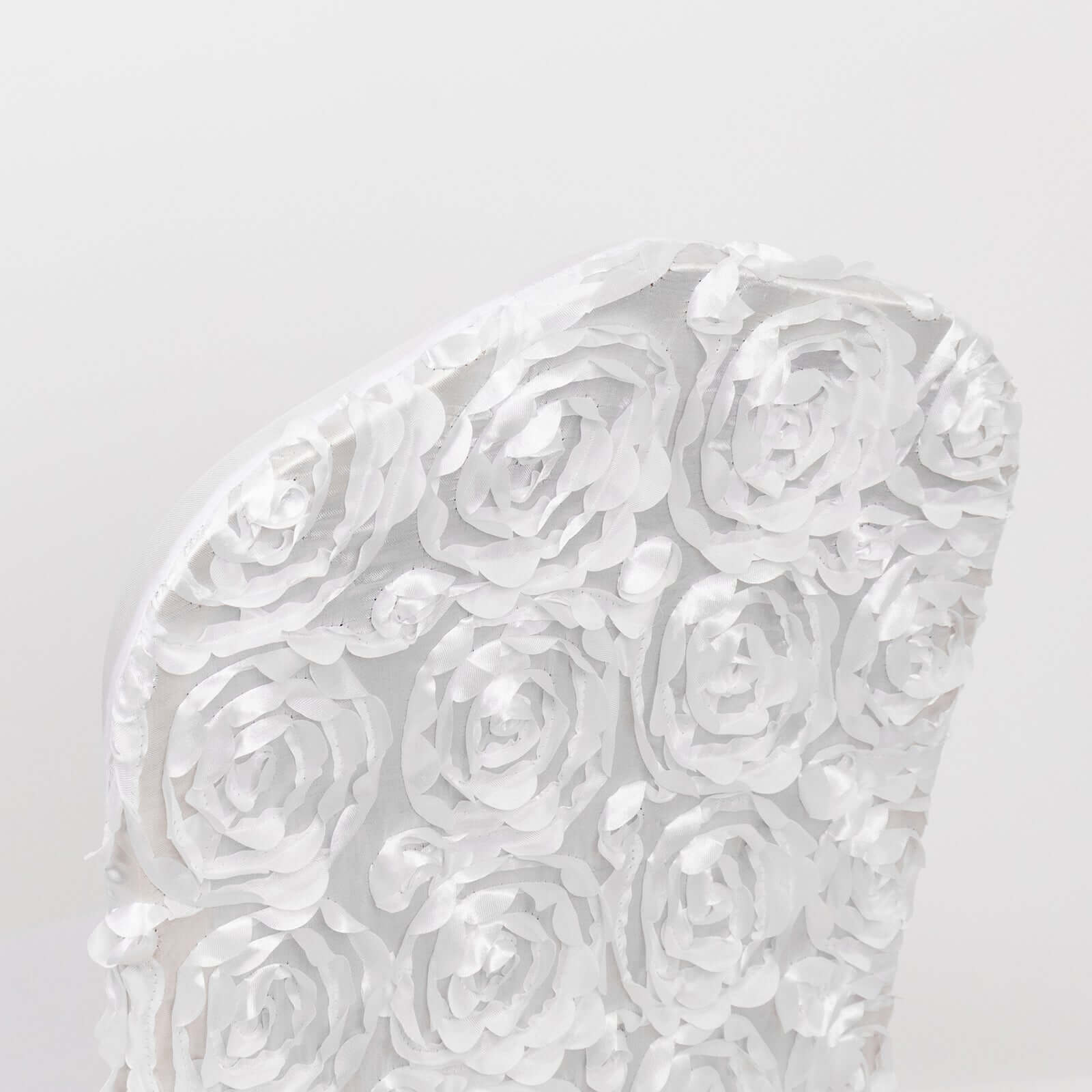 Hot Deal! White Satin Rosette Stretch Chair Covers for Banquet Chairs - Ideal for Elegant Gatherings