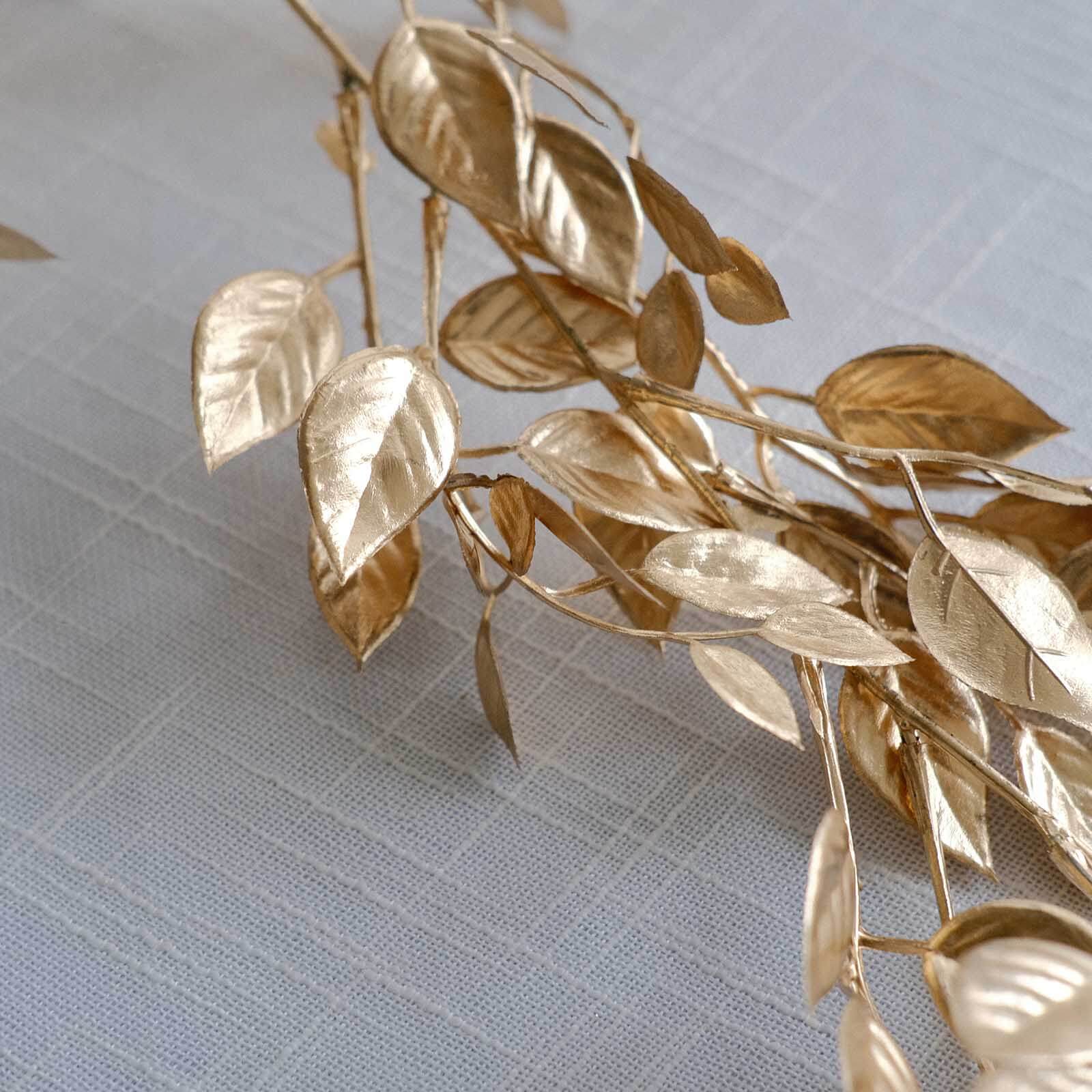 6ft Metallic Gold Artificial Magnolia Leaf Table Garland - Ideal for DIY Crafts & Decor