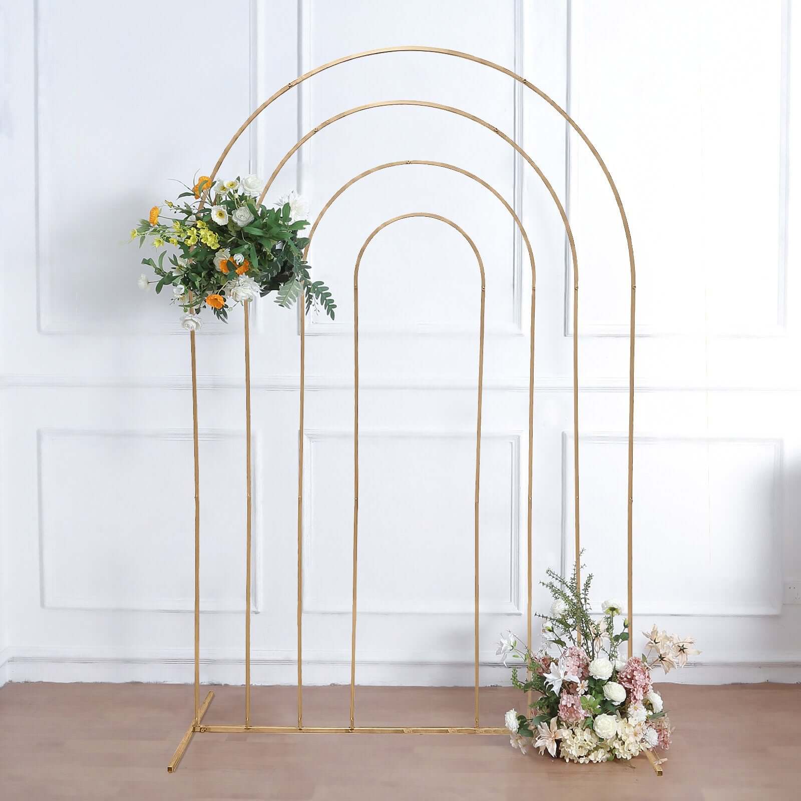 Get This Stunning 8ft Gold Rainbow Round Top Metal Wedding Arch Now!