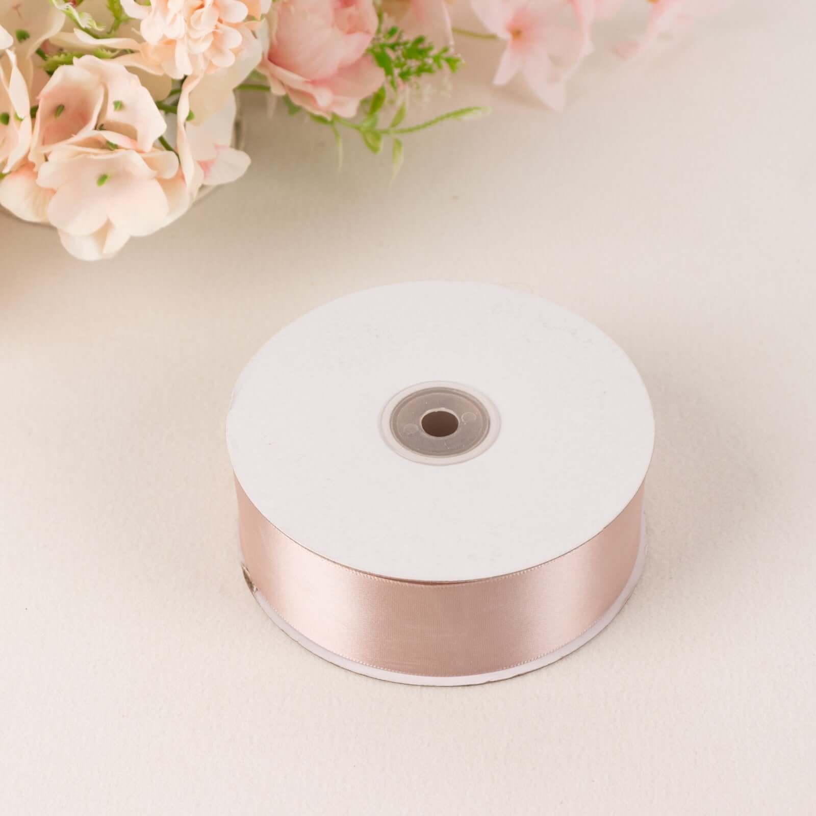 50 Yards 1.5-Inch Nude High-Quality Single-Face Decorative Polyester Satin Ribbon